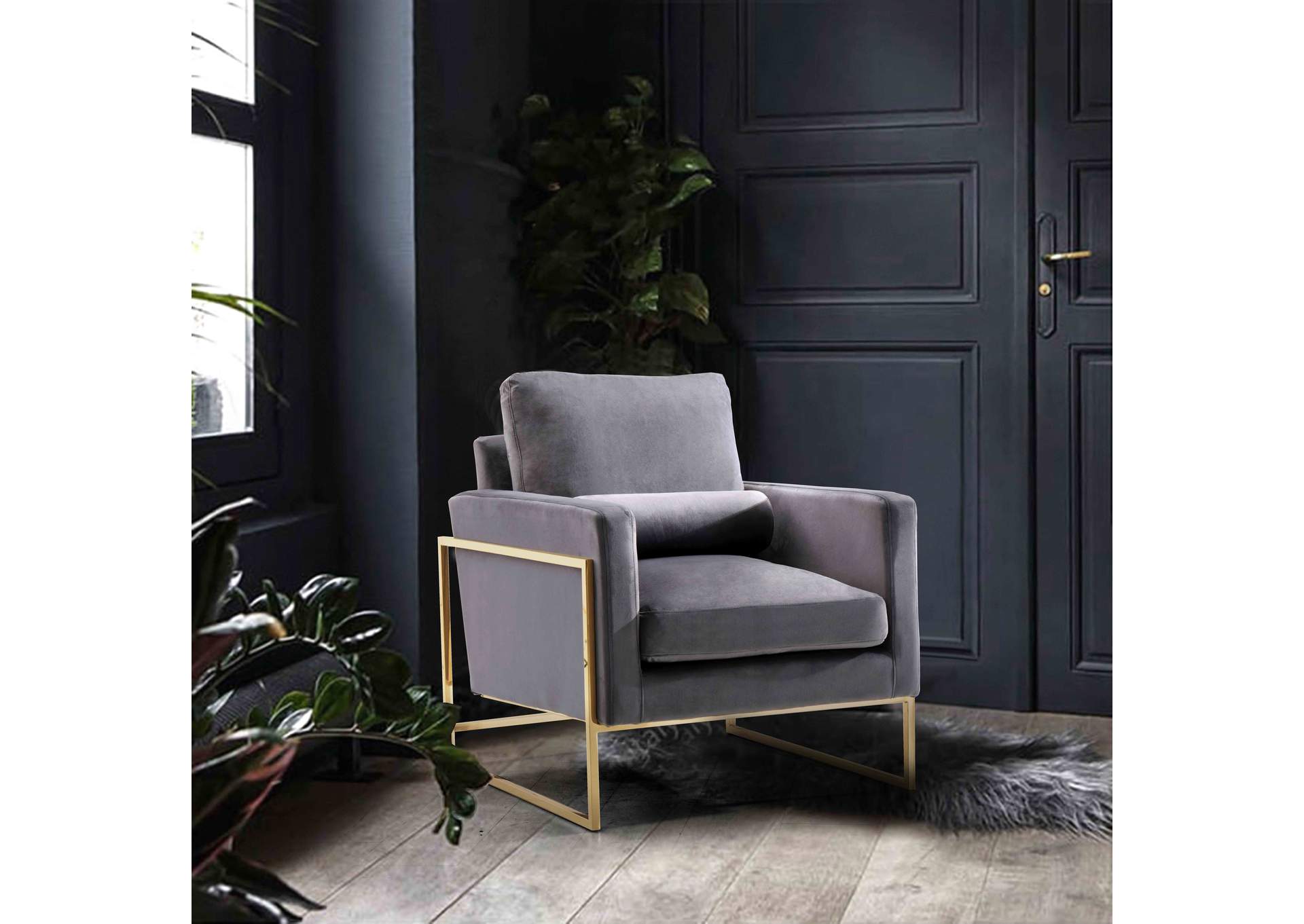 Mila Grey Velvet Chair,Meridian Furniture