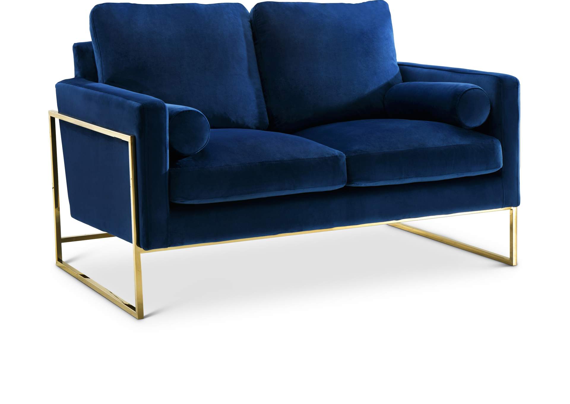 Mila Navy Velvet Loveseat,Meridian Furniture