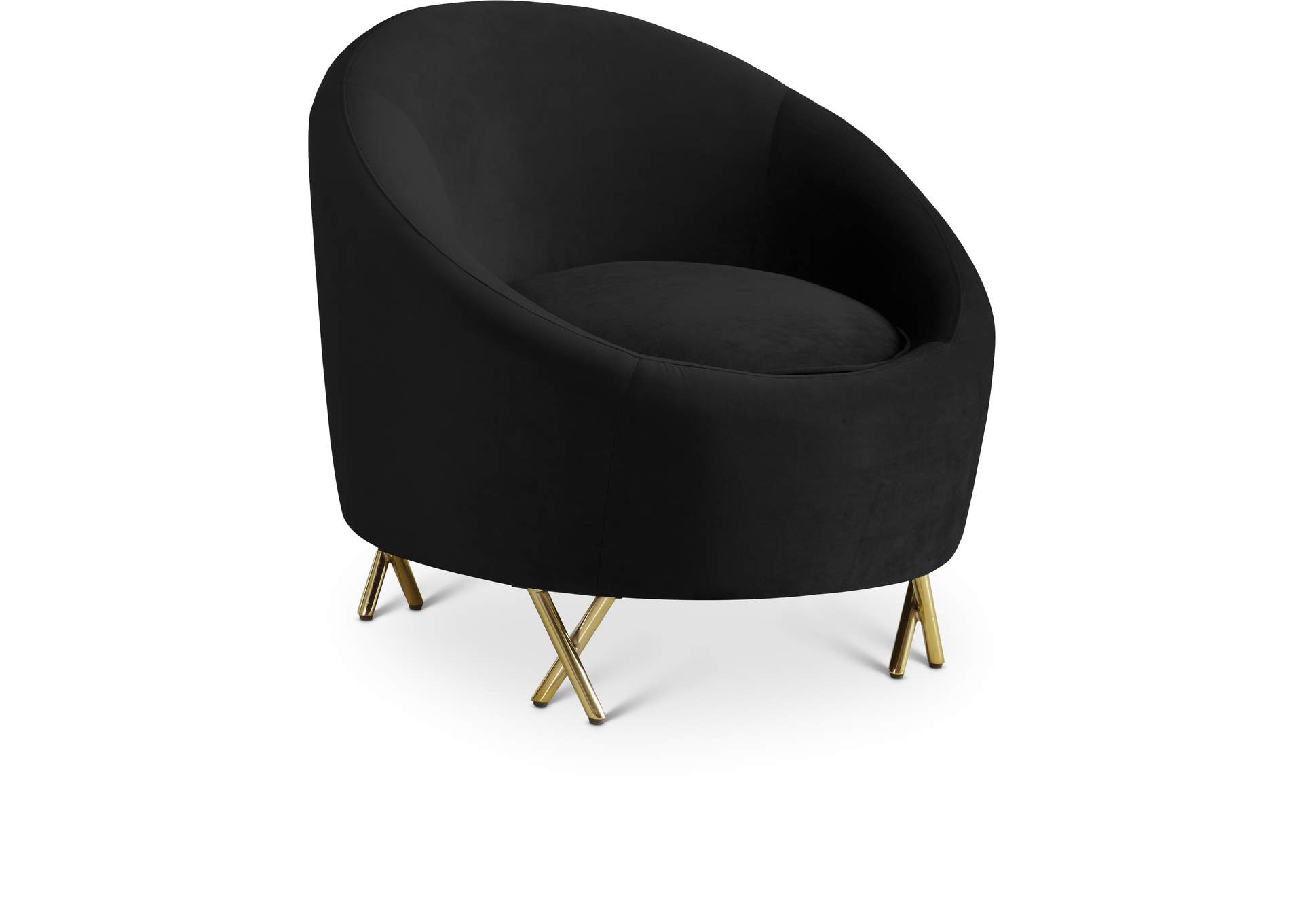 Serpentine Black Velvet Chair,Meridian Furniture