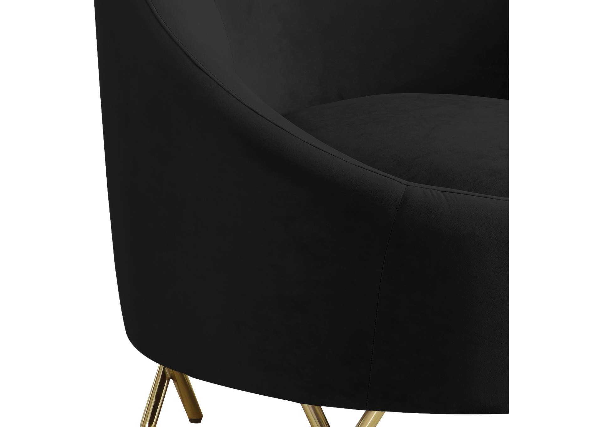 Serpentine Black Velvet Chair,Meridian Furniture