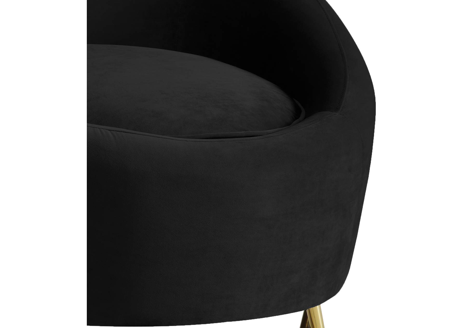 Serpentine Black Velvet Chair,Meridian Furniture