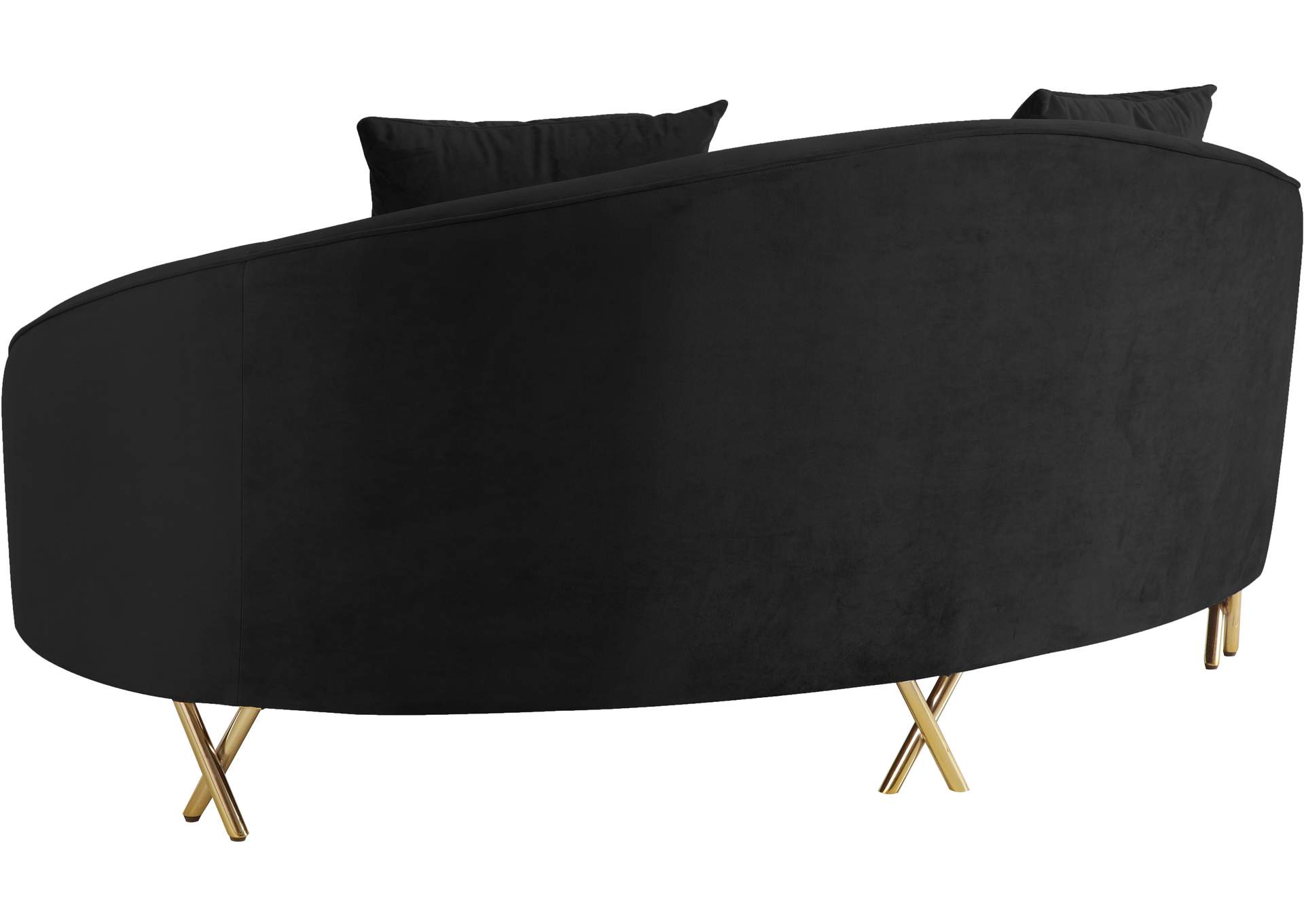 Serpentine Black Velvet Loveseat,Meridian Furniture