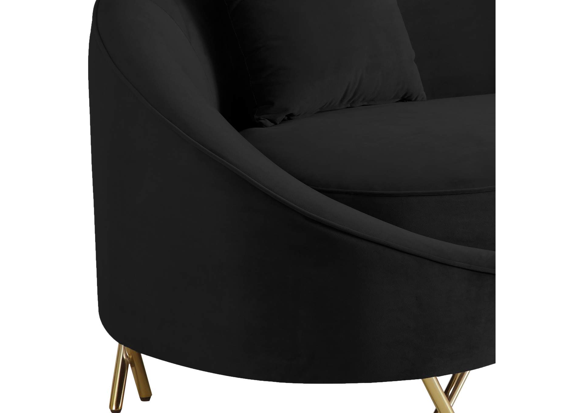 Serpentine Black Velvet Loveseat,Meridian Furniture