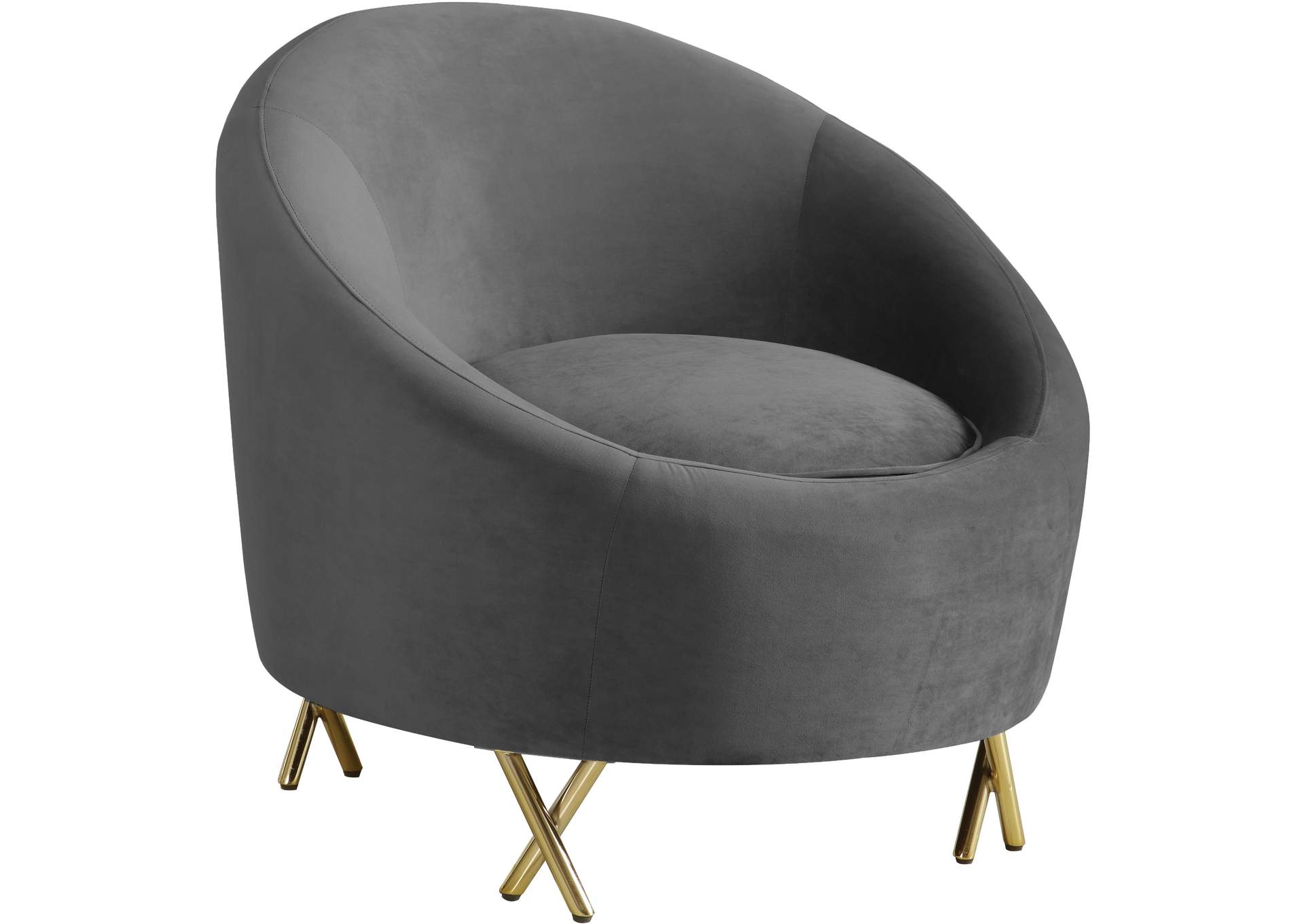 Serpentine Grey Velvet Chair,Meridian Furniture