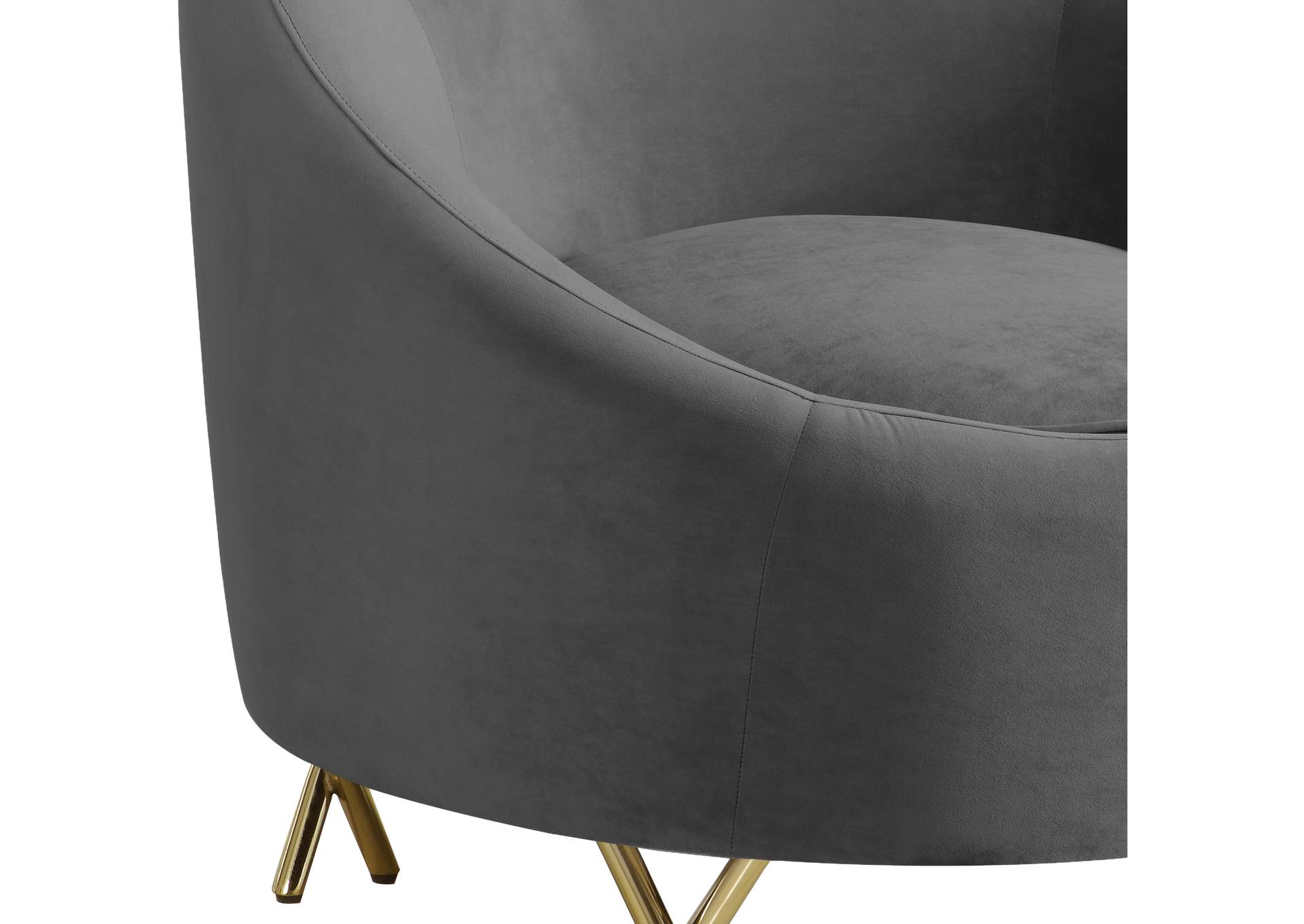 Serpentine Grey Velvet Chair,Meridian Furniture