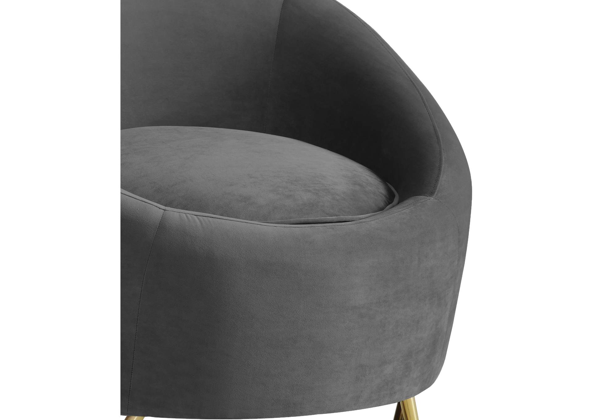 Serpentine Grey Velvet Chair,Meridian Furniture