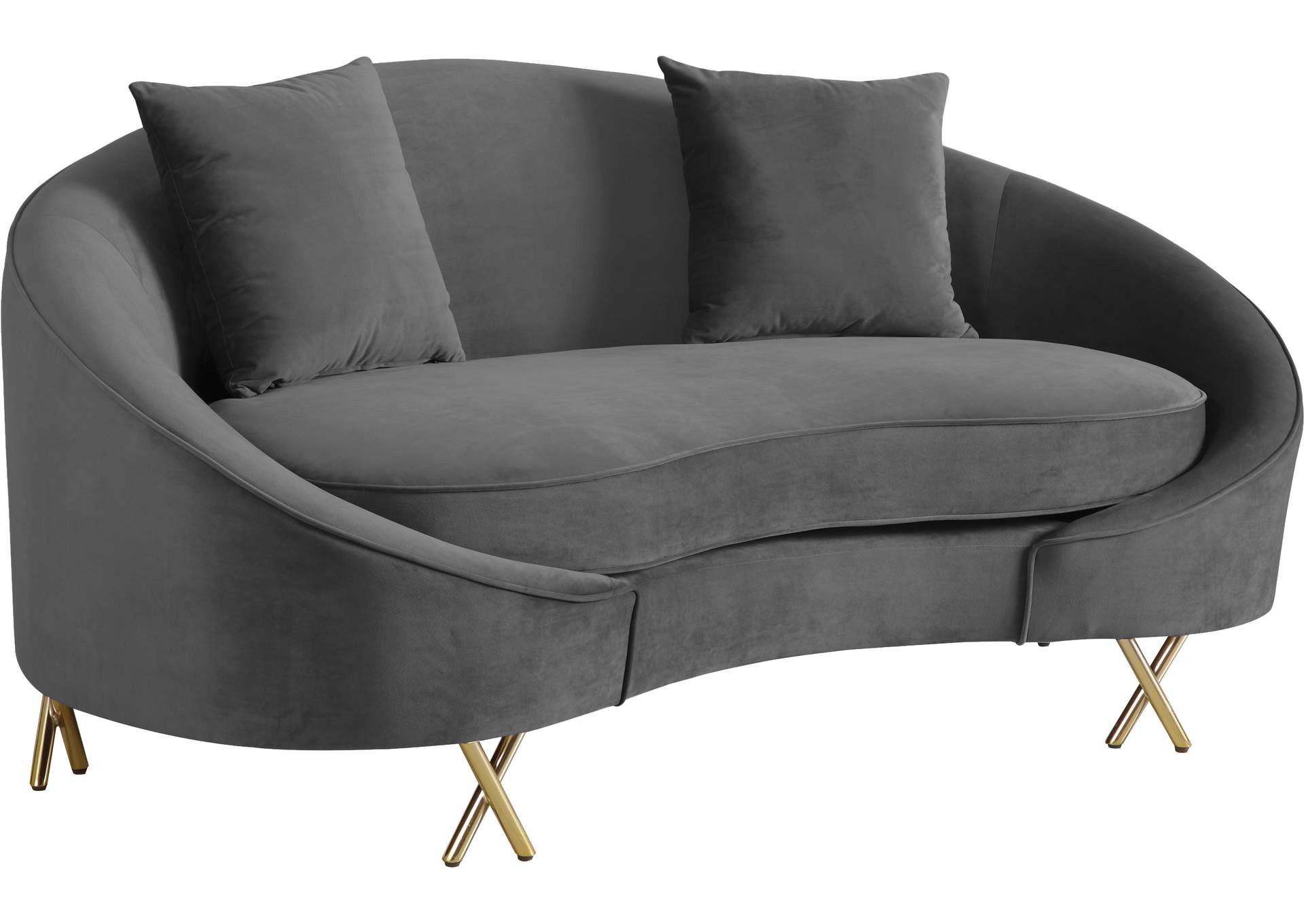 Serpentine Grey Velvet Loveseat,Meridian Furniture