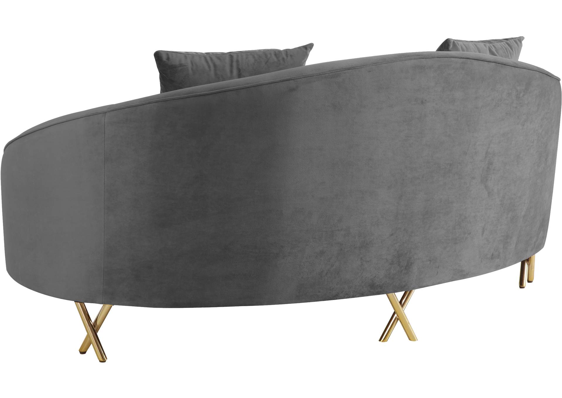 Serpentine Grey Velvet Loveseat,Meridian Furniture