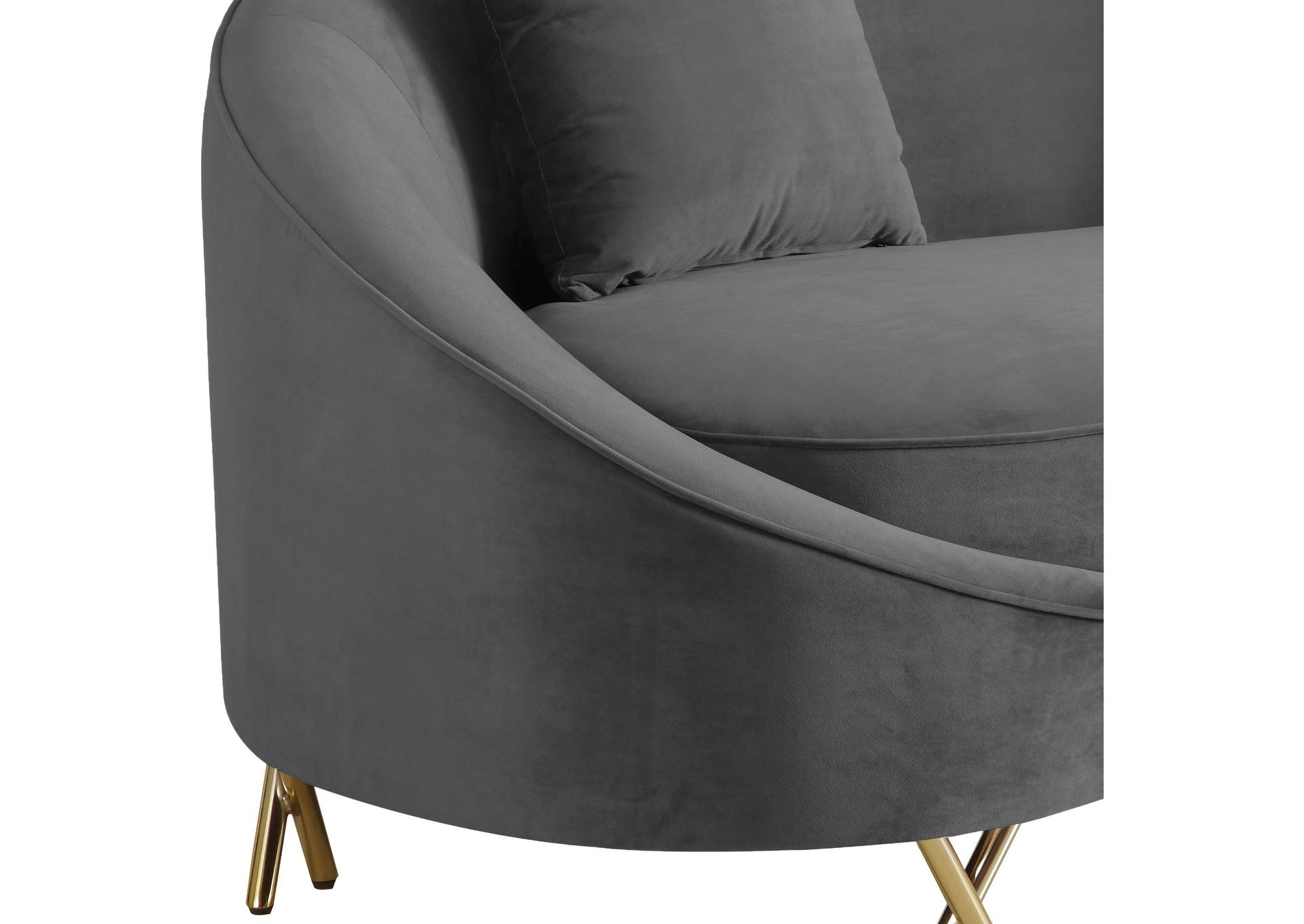 Serpentine Grey Velvet Loveseat,Meridian Furniture