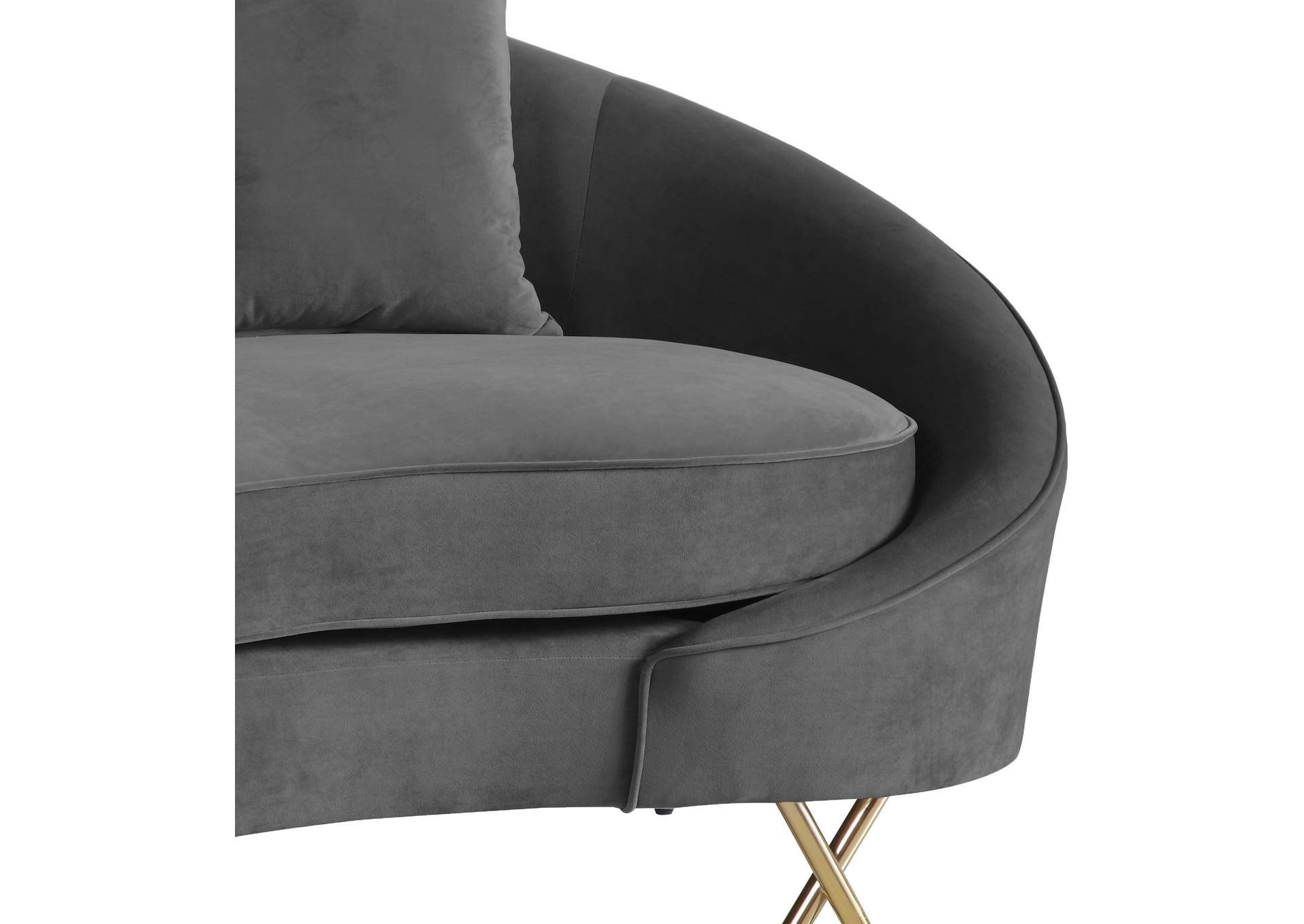 Serpentine Grey Velvet Loveseat,Meridian Furniture