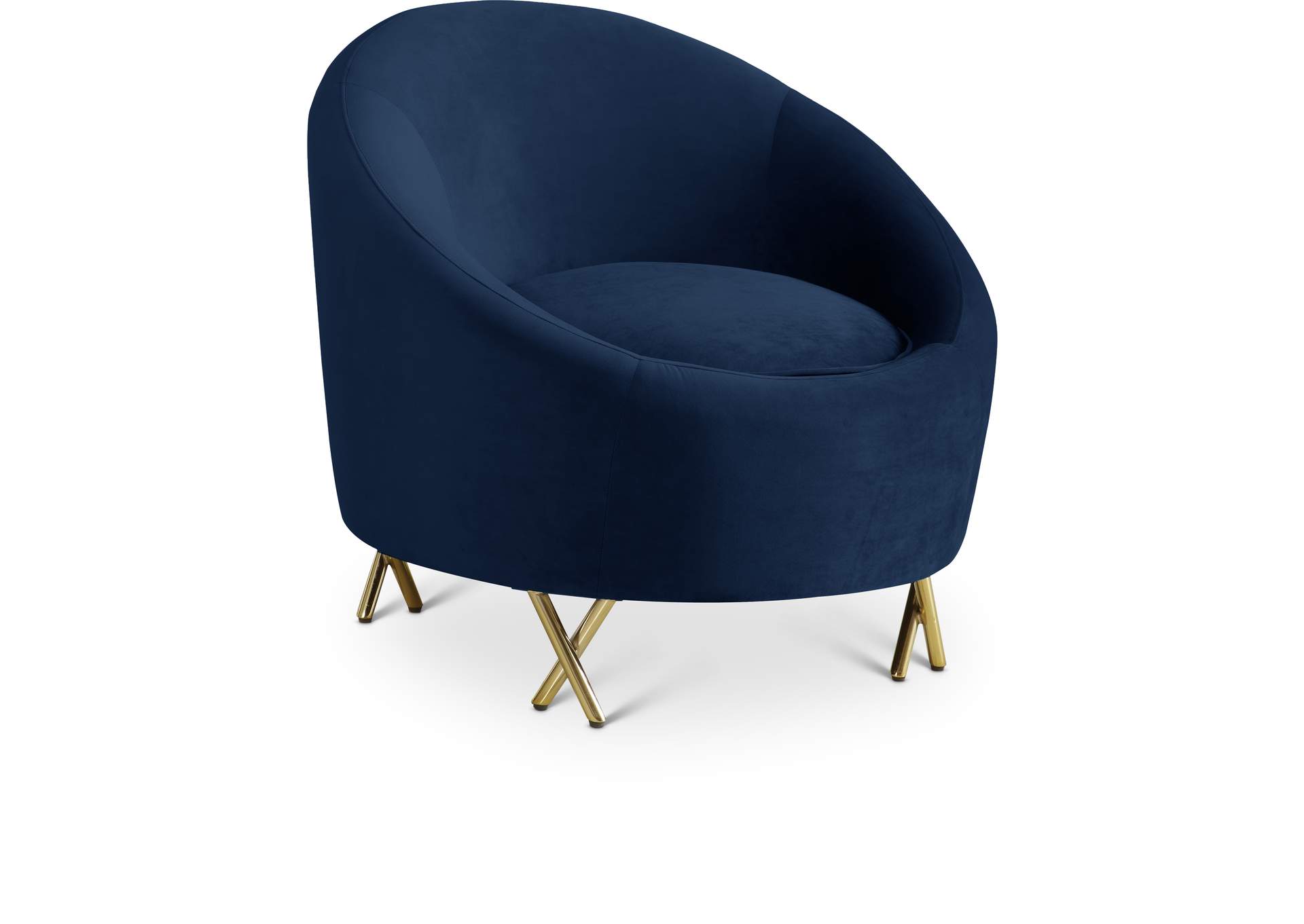 Serpentine Navy Velvet Chair,Meridian Furniture