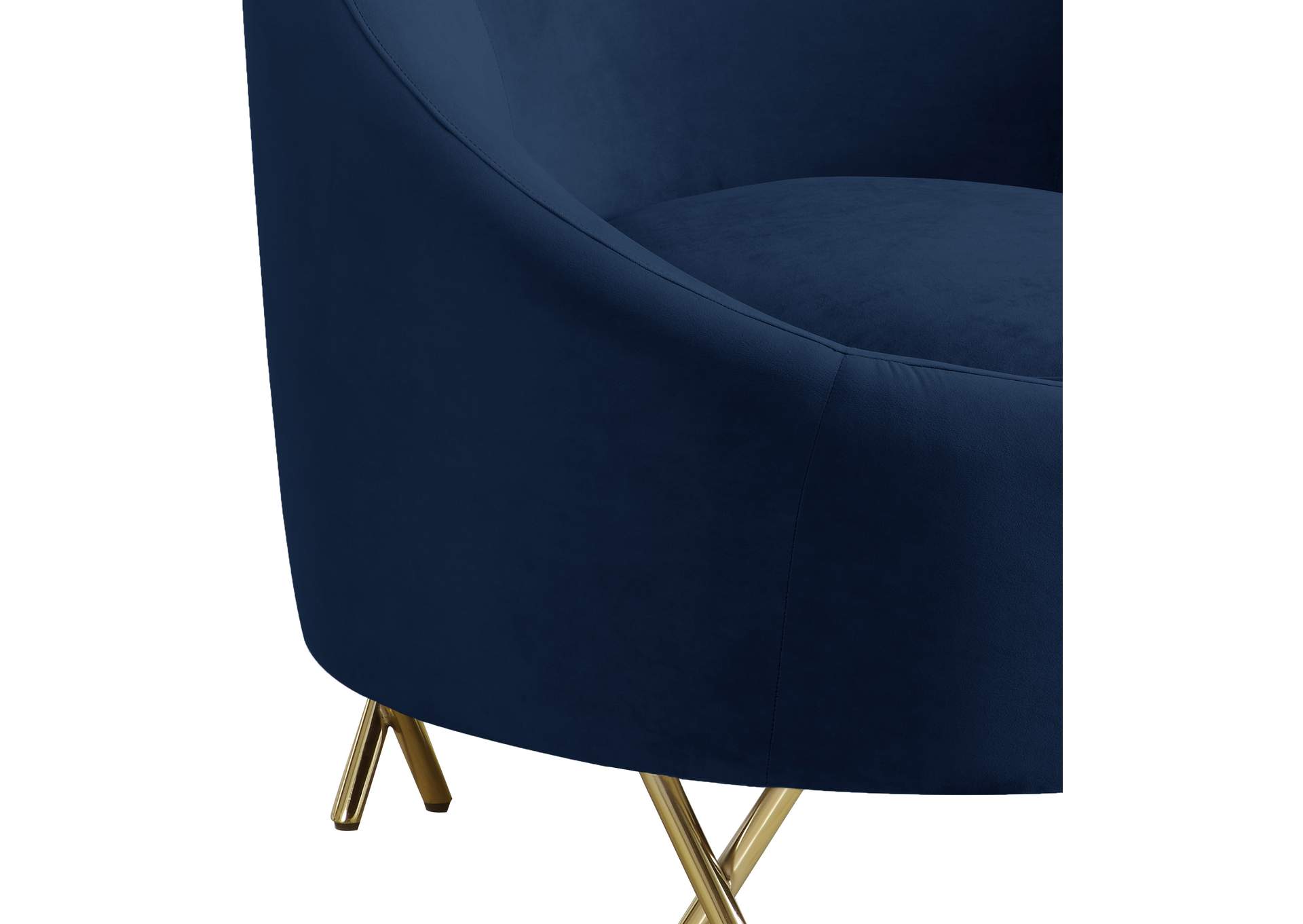 Serpentine Navy Velvet Chair,Meridian Furniture