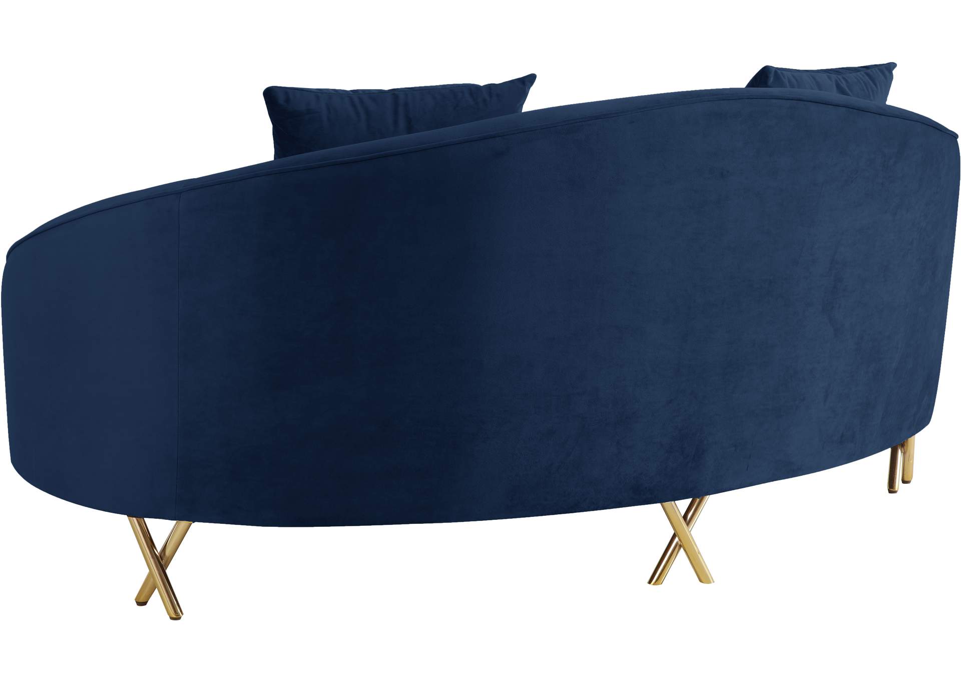 Serpentine Navy Velvet Loveseat,Meridian Furniture