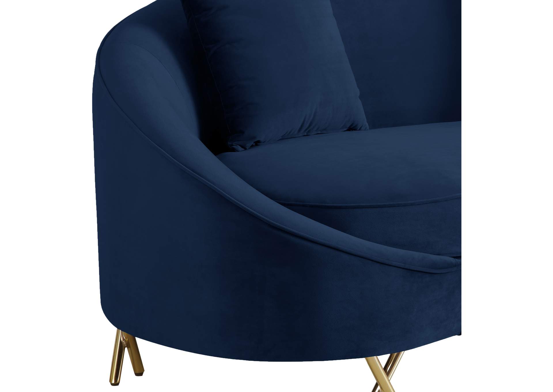 Serpentine Navy Velvet Loveseat,Meridian Furniture