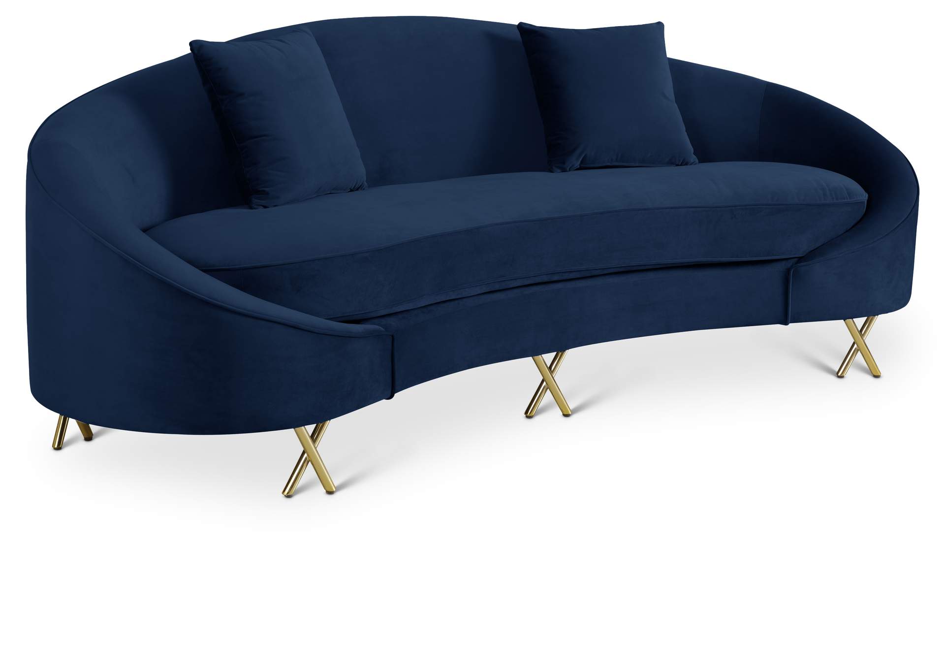 Serpentine Navy Velvet Sofa,Meridian Furniture