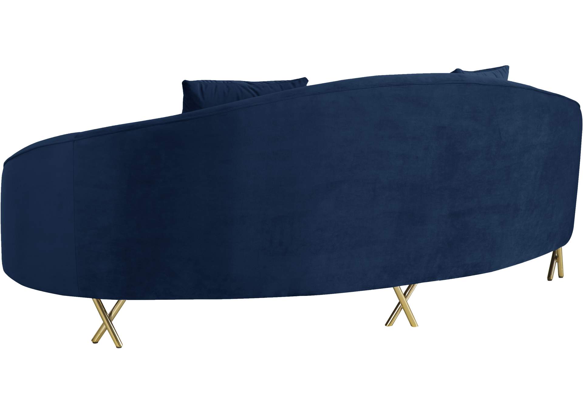 Serpentine Navy Velvet Sofa,Meridian Furniture