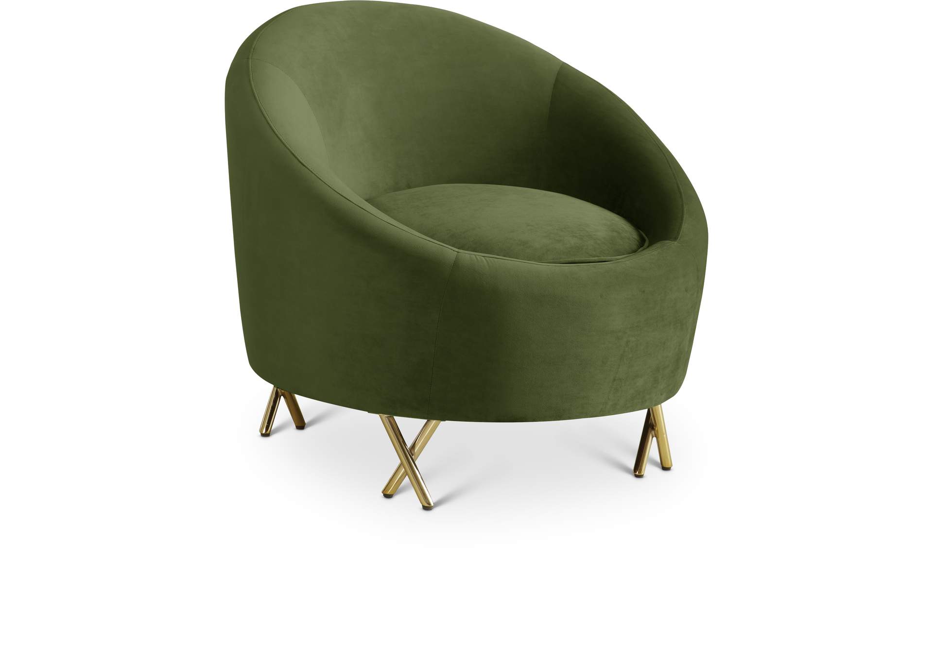 Serpentine Olive Velvet Chair,Meridian Furniture