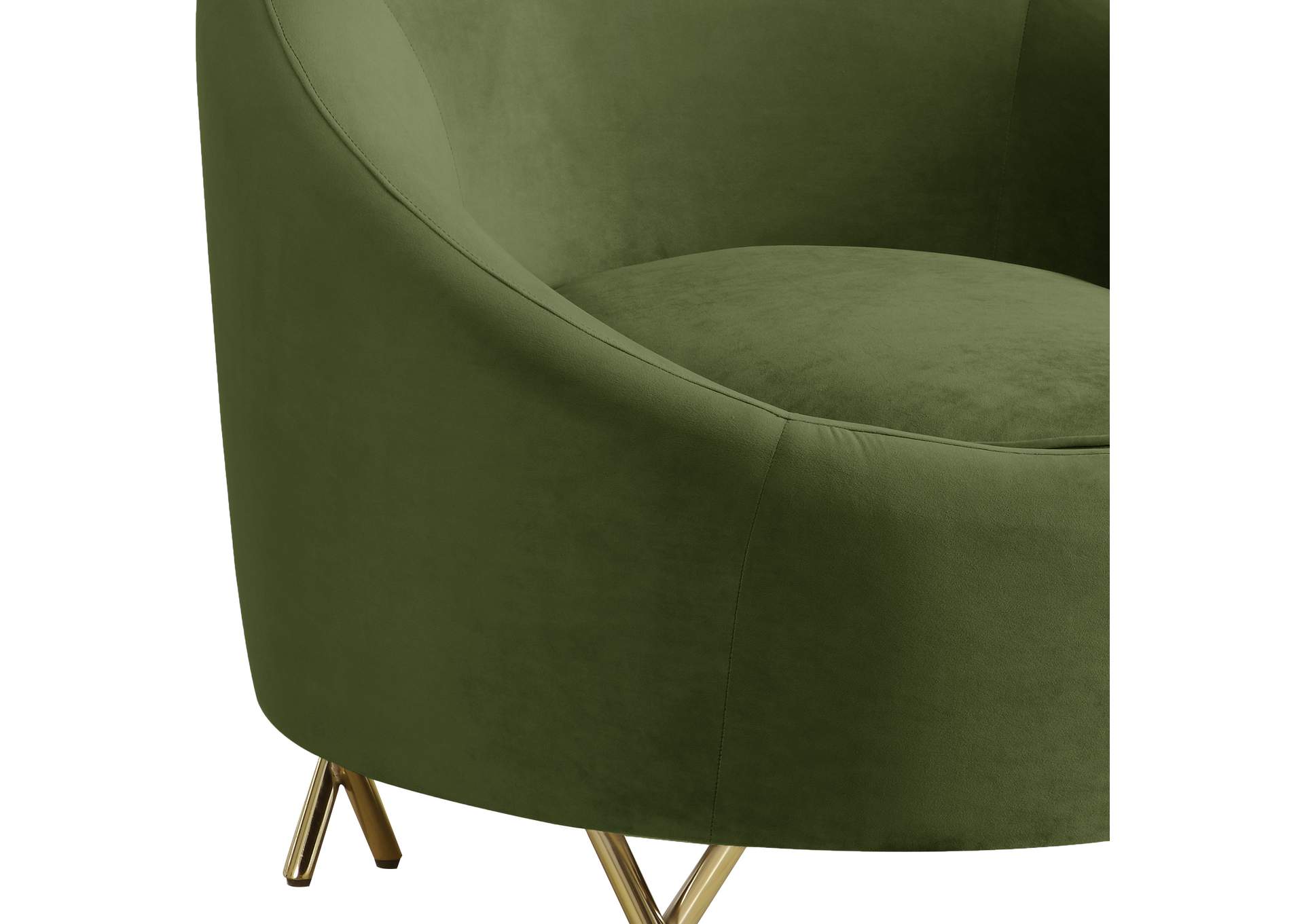 Serpentine Olive Velvet Chair,Meridian Furniture