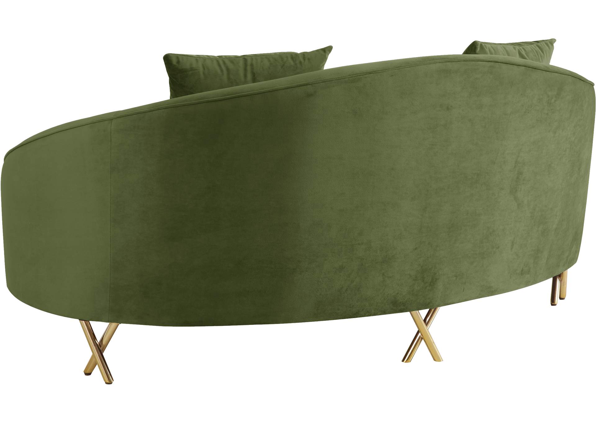 Serpentine Olive Velvet Loveseat,Meridian Furniture