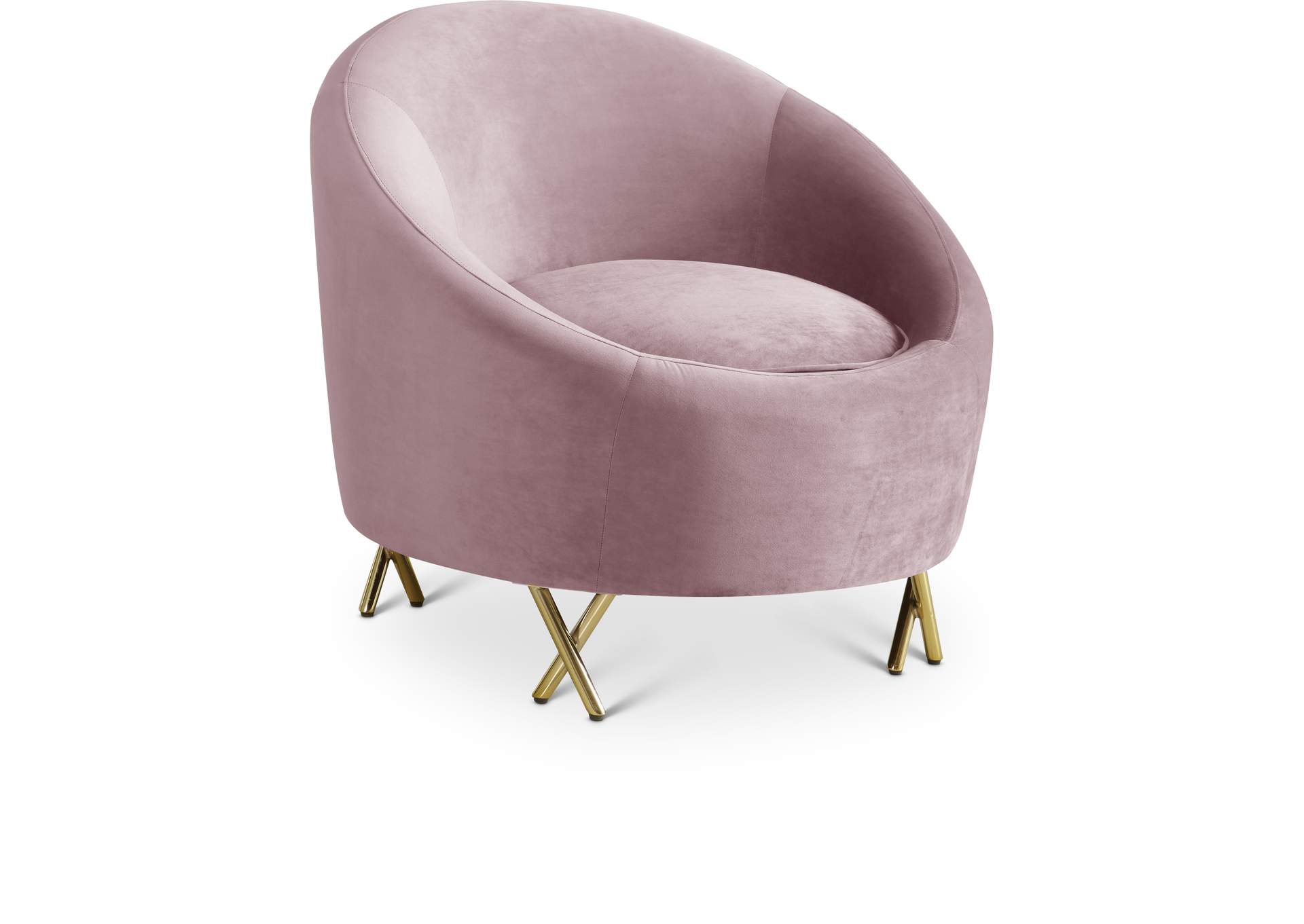 Serpentine Pink Velvet Chair,Meridian Furniture