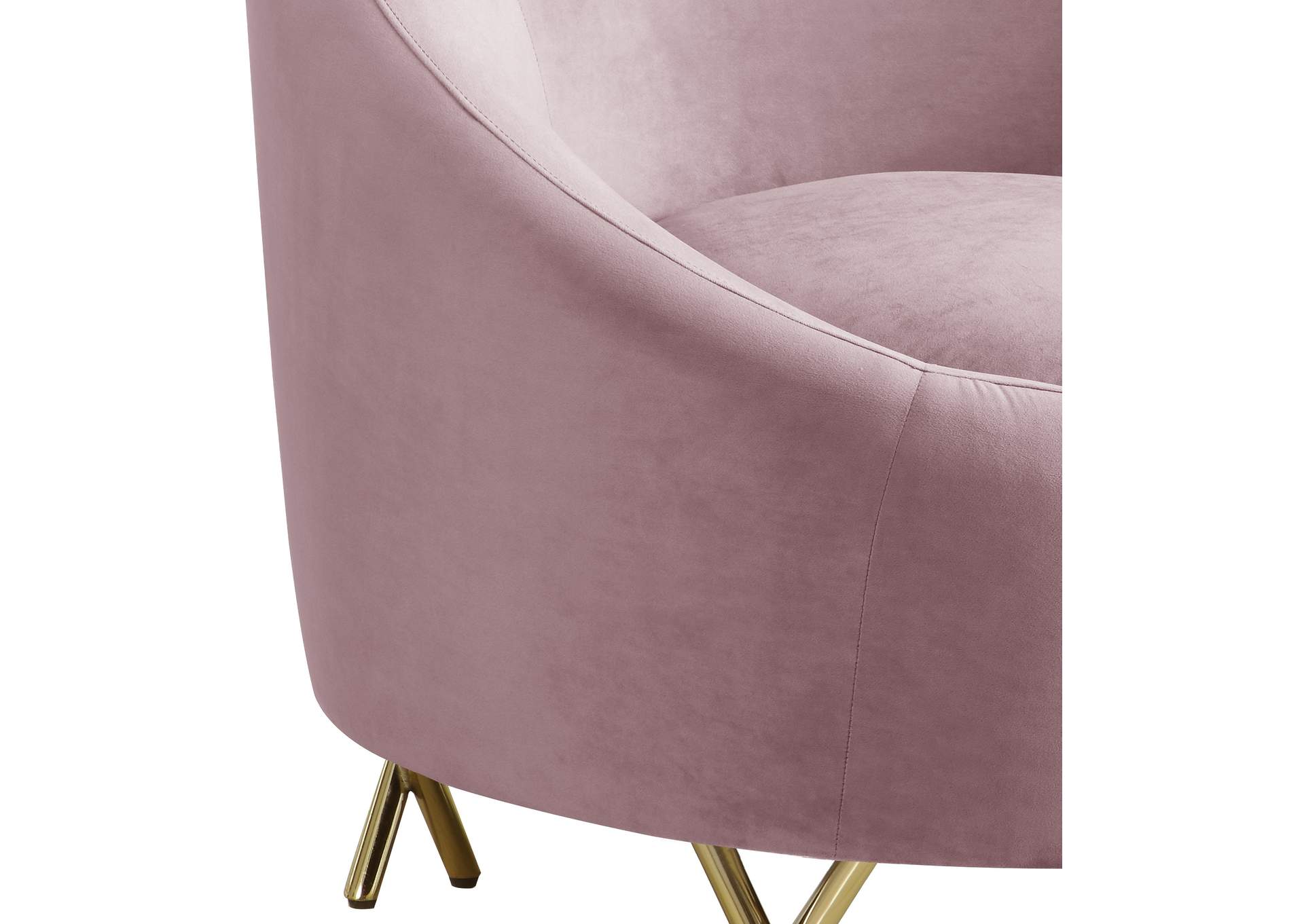 Serpentine Pink Velvet Chair,Meridian Furniture