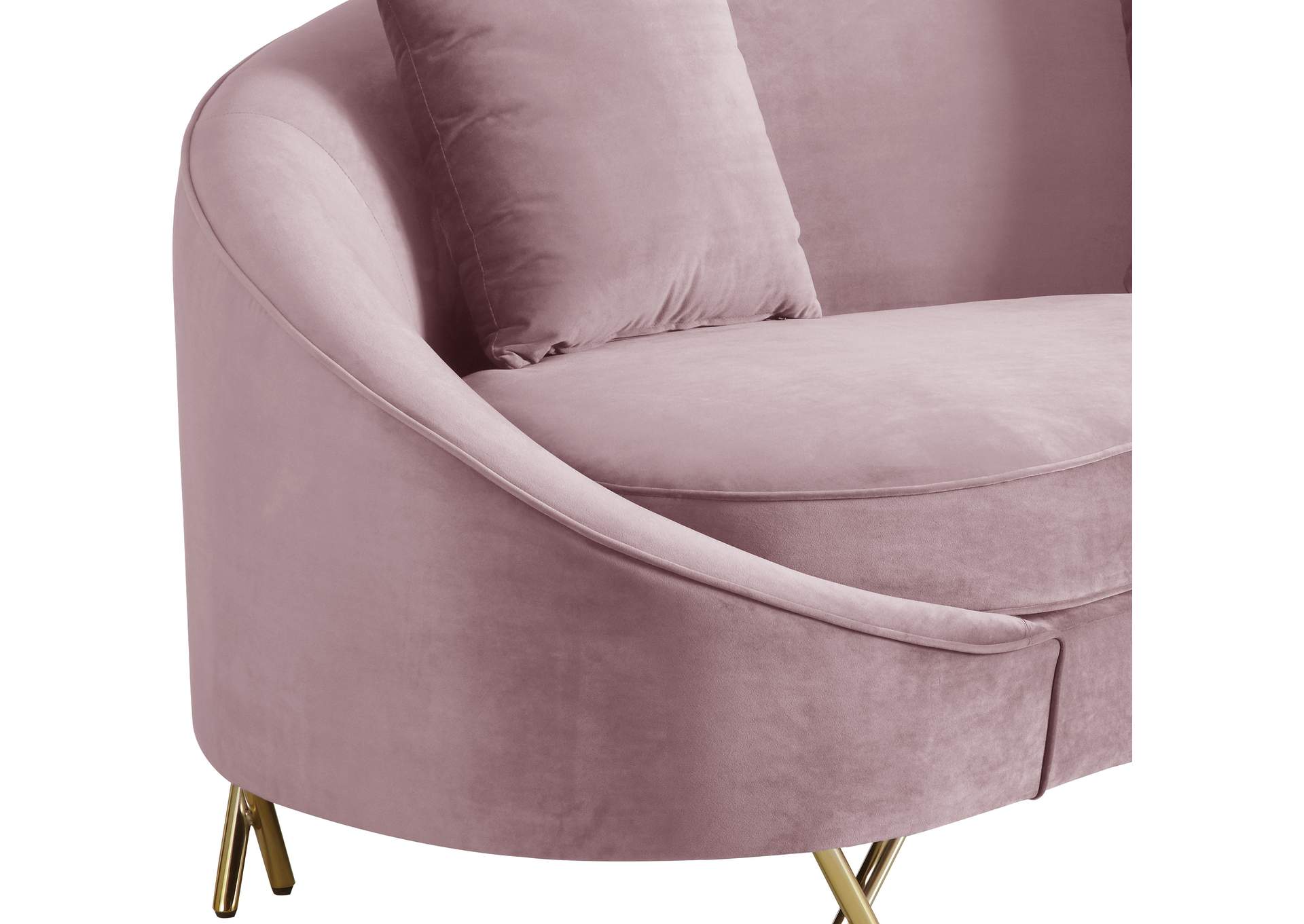 Serpentine Pink Velvet Loveseat,Meridian Furniture