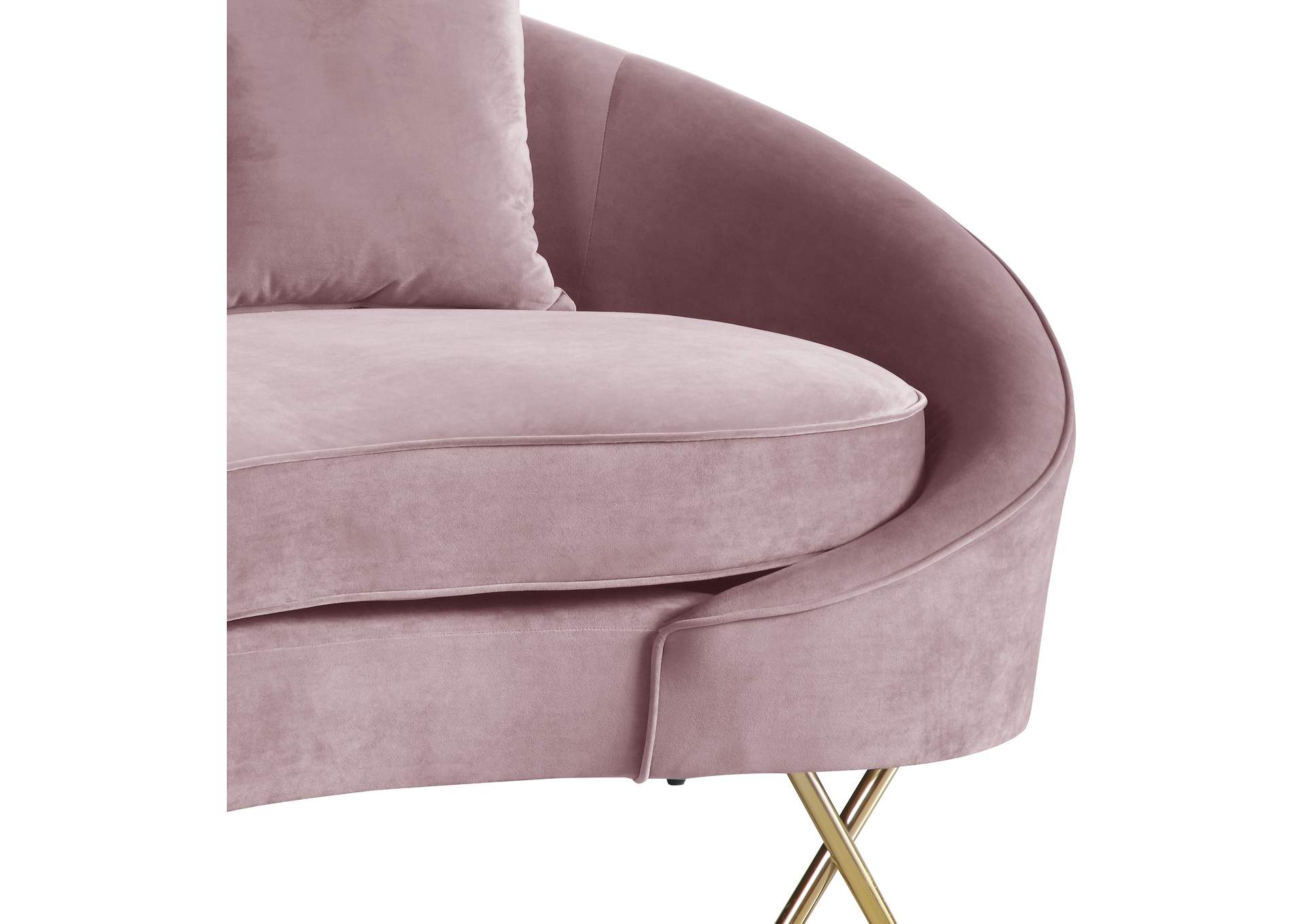 Serpentine Pink Velvet Loveseat,Meridian Furniture