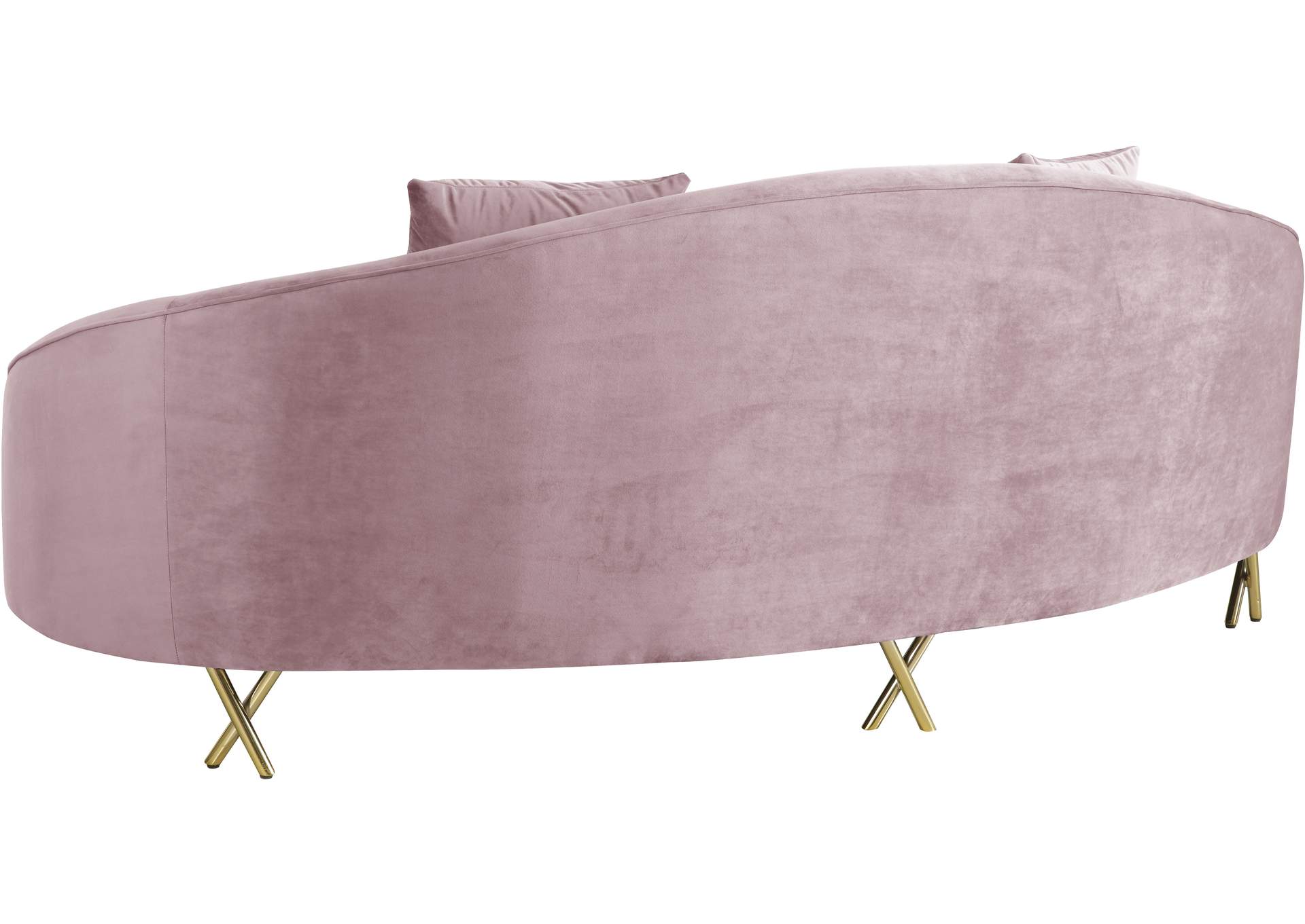 Serpentine Pink Velvet Sofa,Meridian Furniture