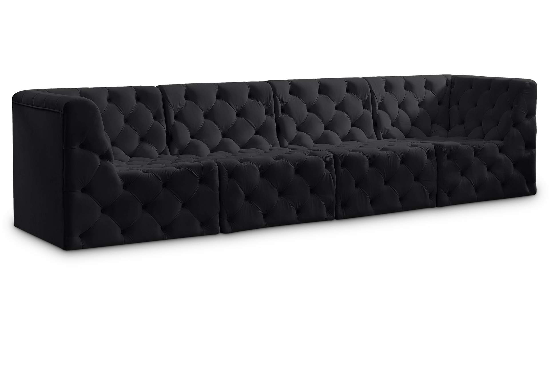 Tuft Black Velvet Modular Sofa,Meridian Furniture