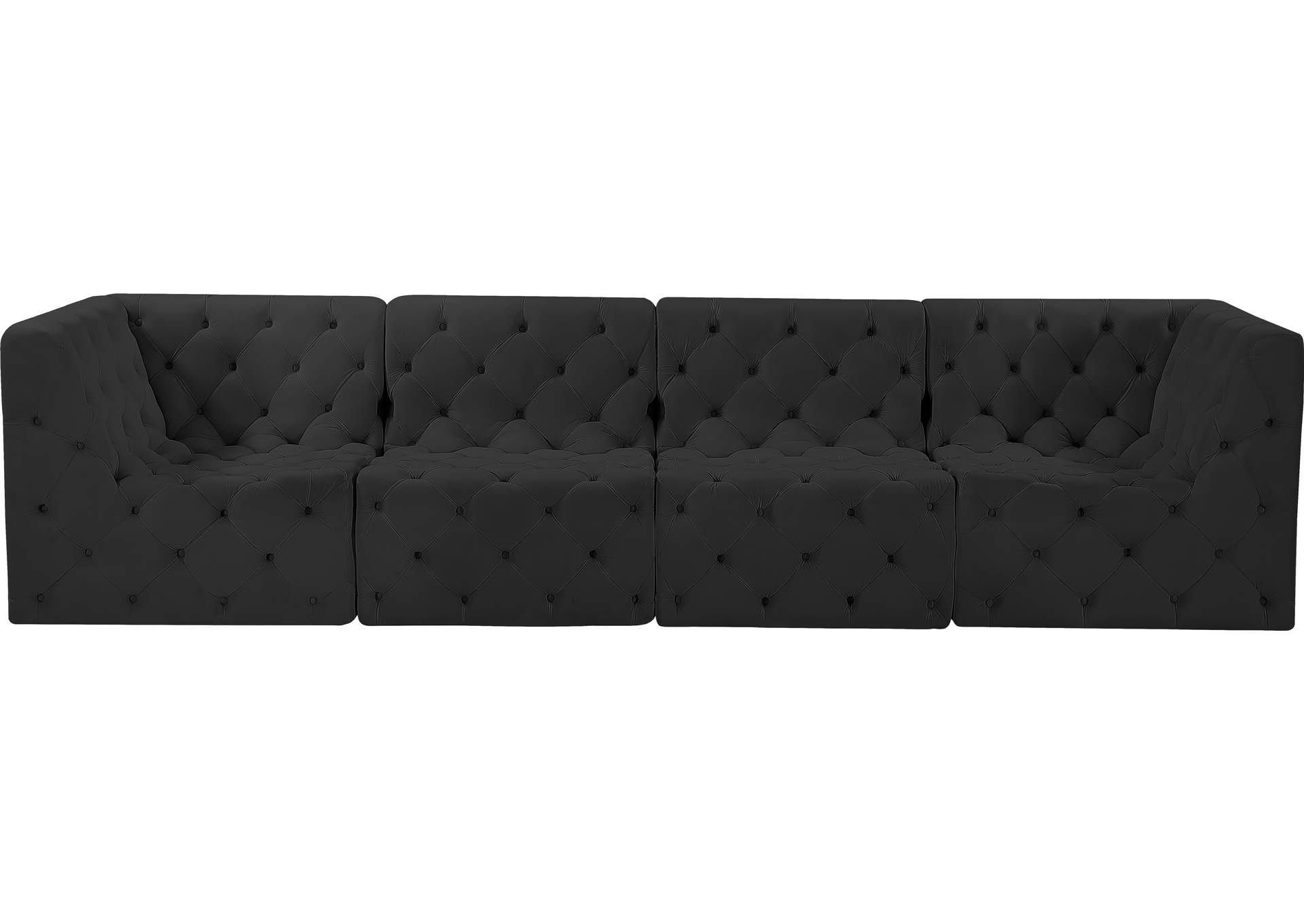 Tuft Black Velvet Modular Sofa,Meridian Furniture