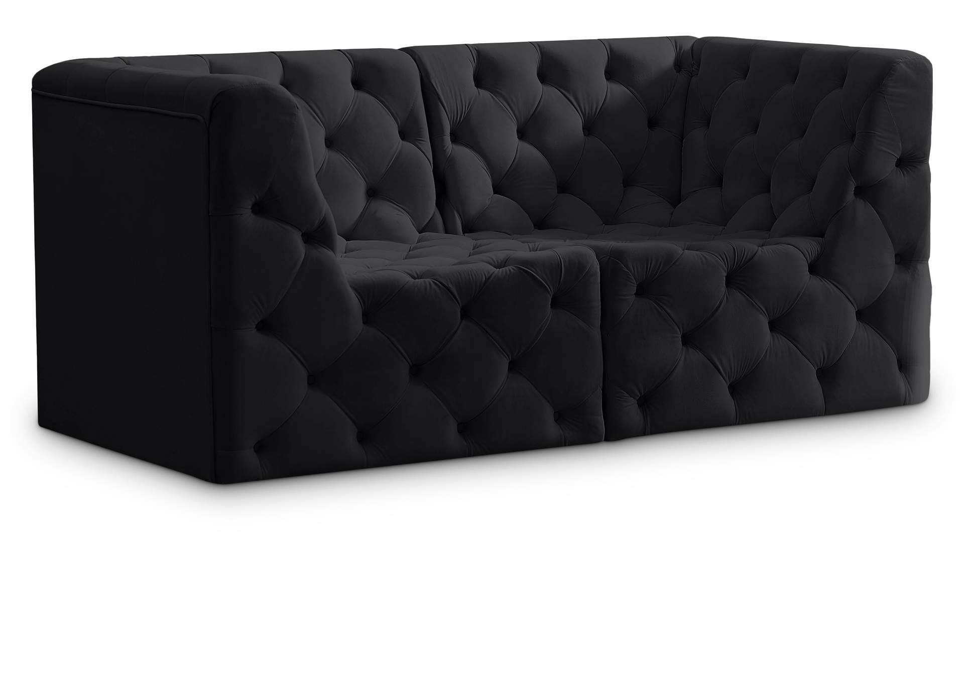 Tuft Black Velvet Modular Sofa,Meridian Furniture