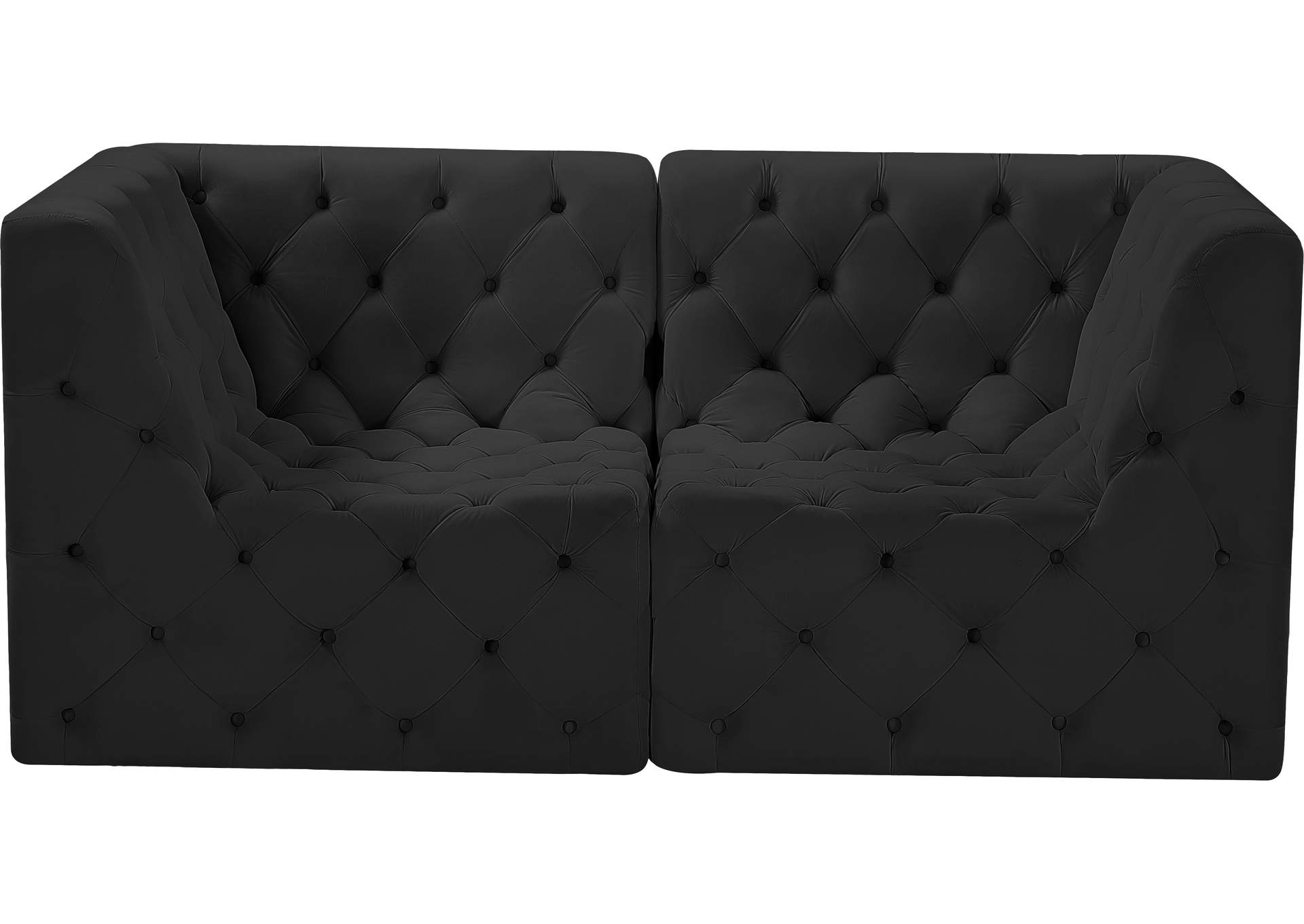 Tuft Black Velvet Modular Sofa,Meridian Furniture