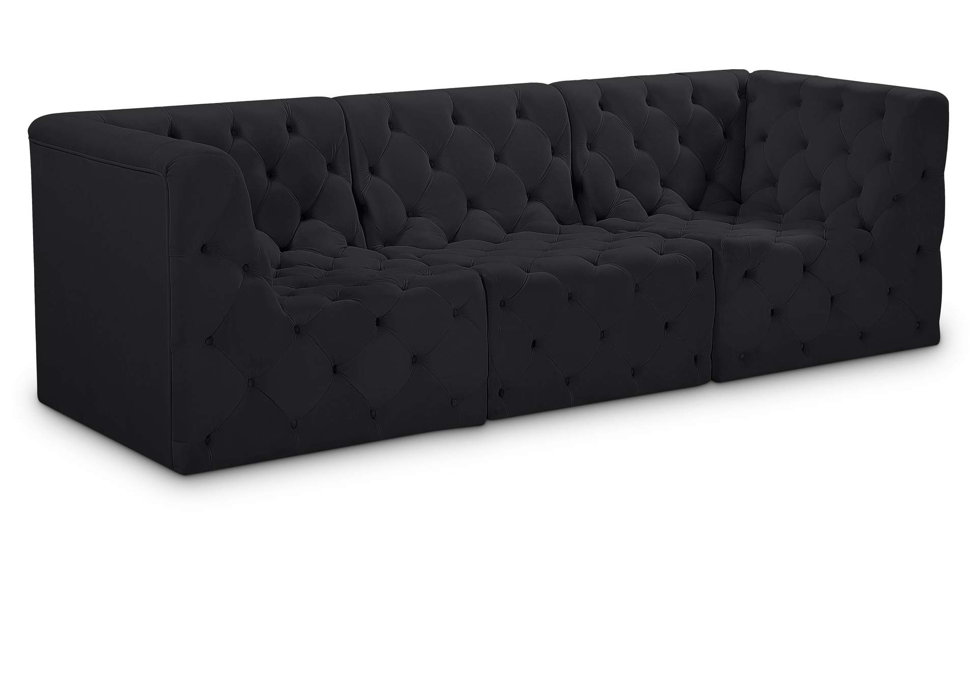 Tuft Black Velvet Modular Sofa,Meridian Furniture