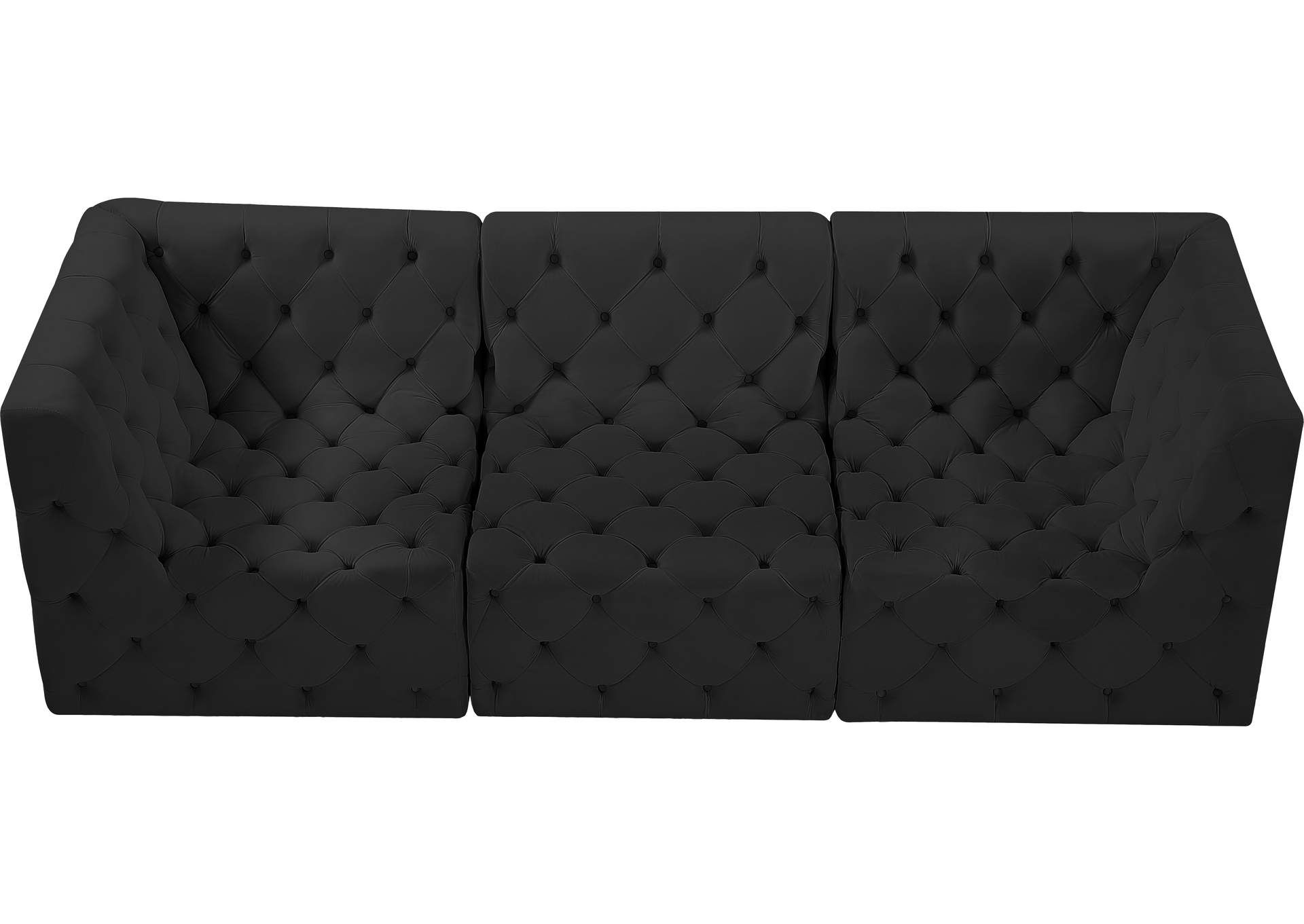 Tuft Black Velvet Modular Sofa,Meridian Furniture