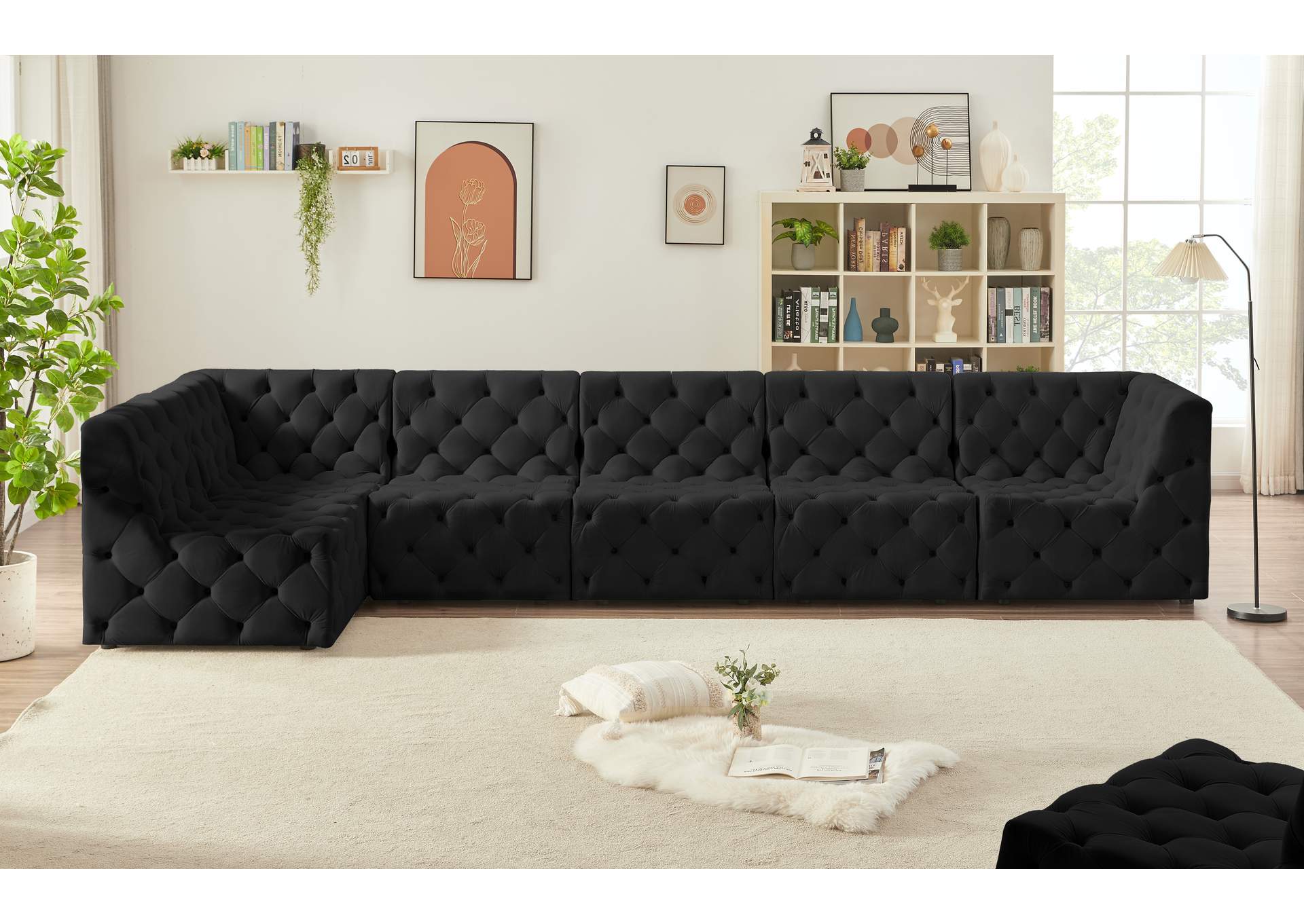 Tuft Black Velvet Modular Sectional,Meridian Furniture