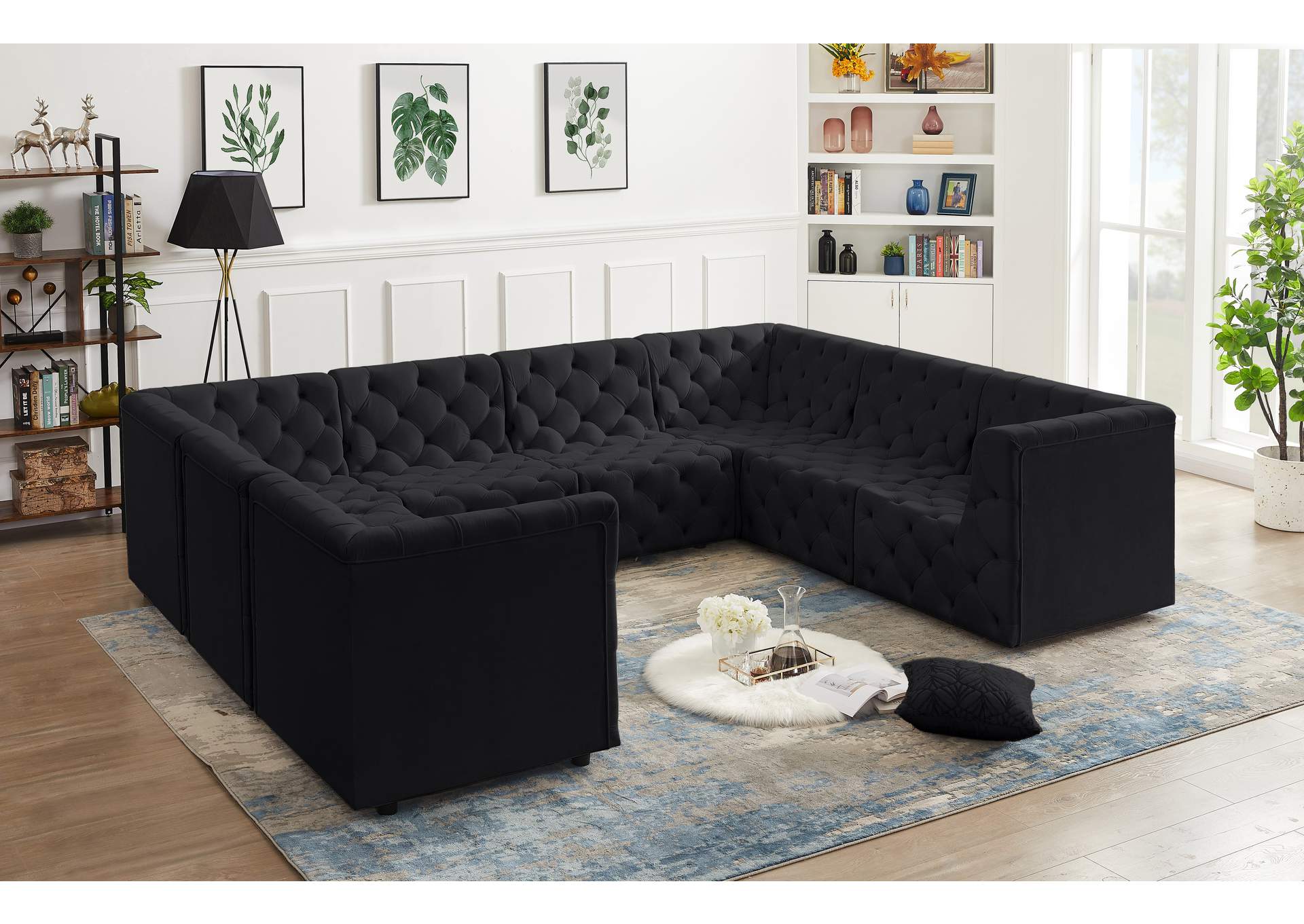 Tuft Black Velvet Modular Sectional,Meridian Furniture