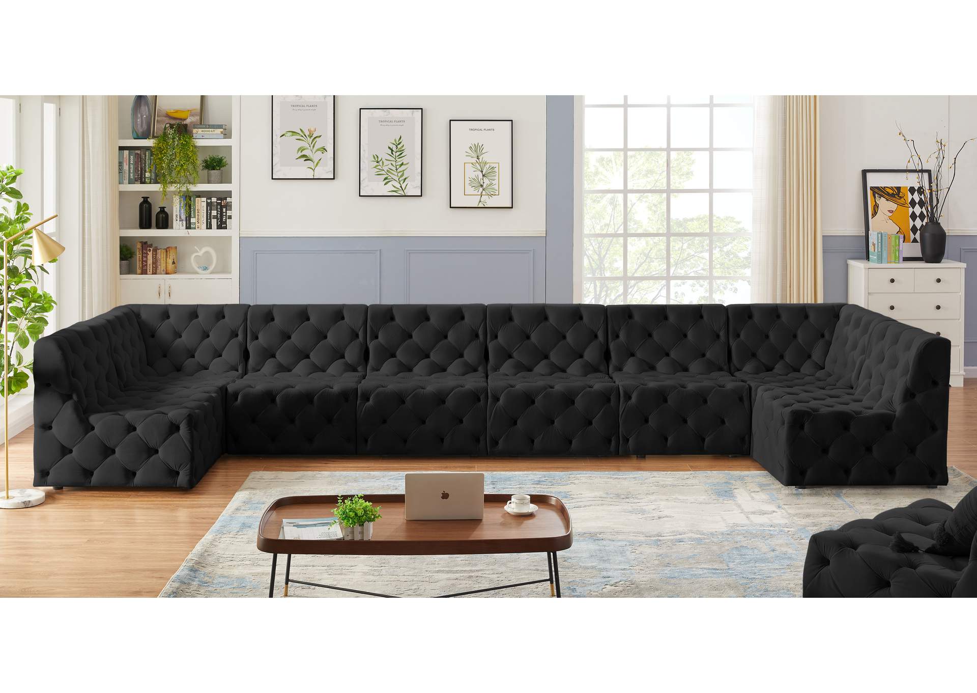 Tuft Black Velvet Modular Sectional,Meridian Furniture