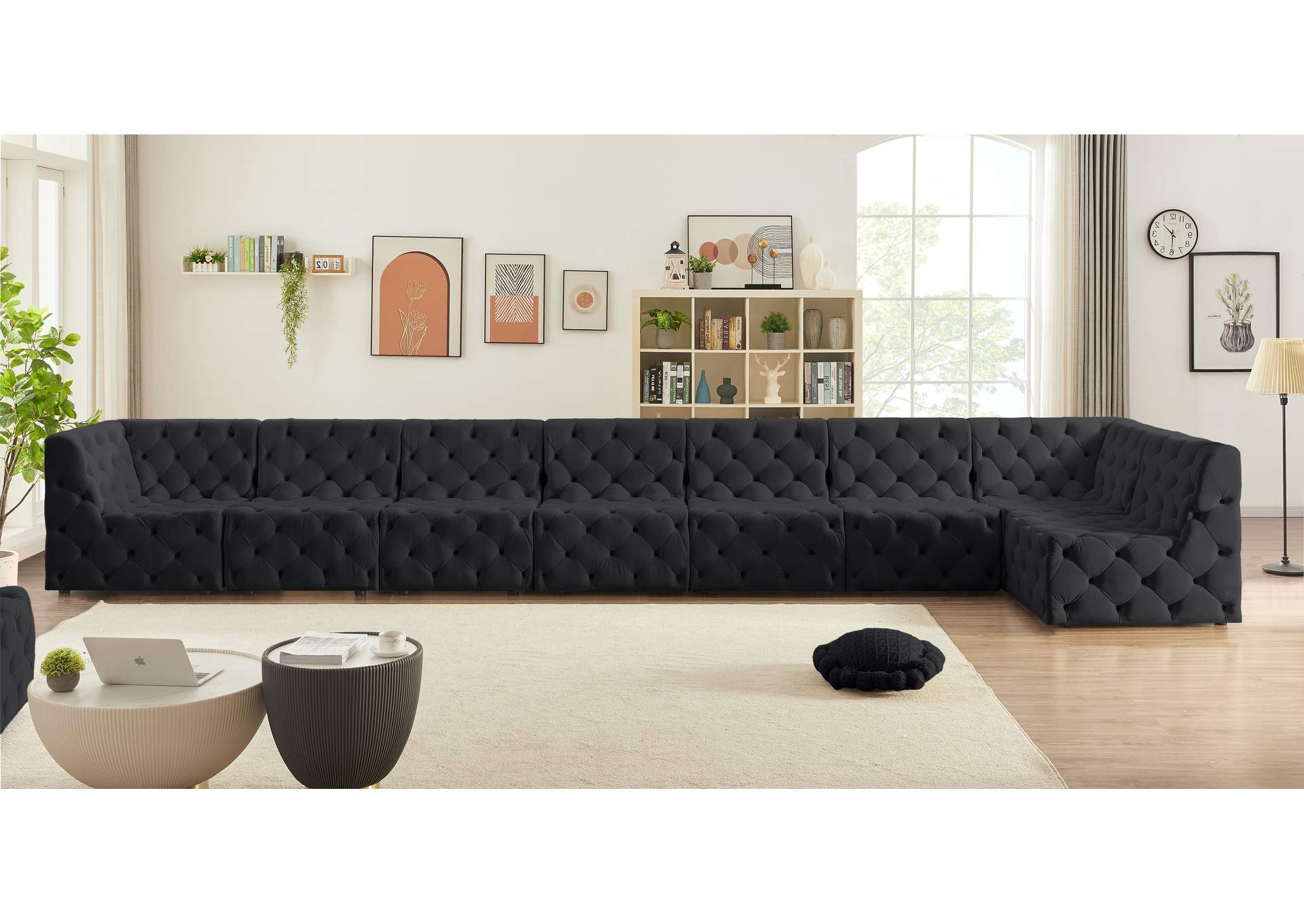 Tuft Black Velvet Modular Sectional,Meridian Furniture