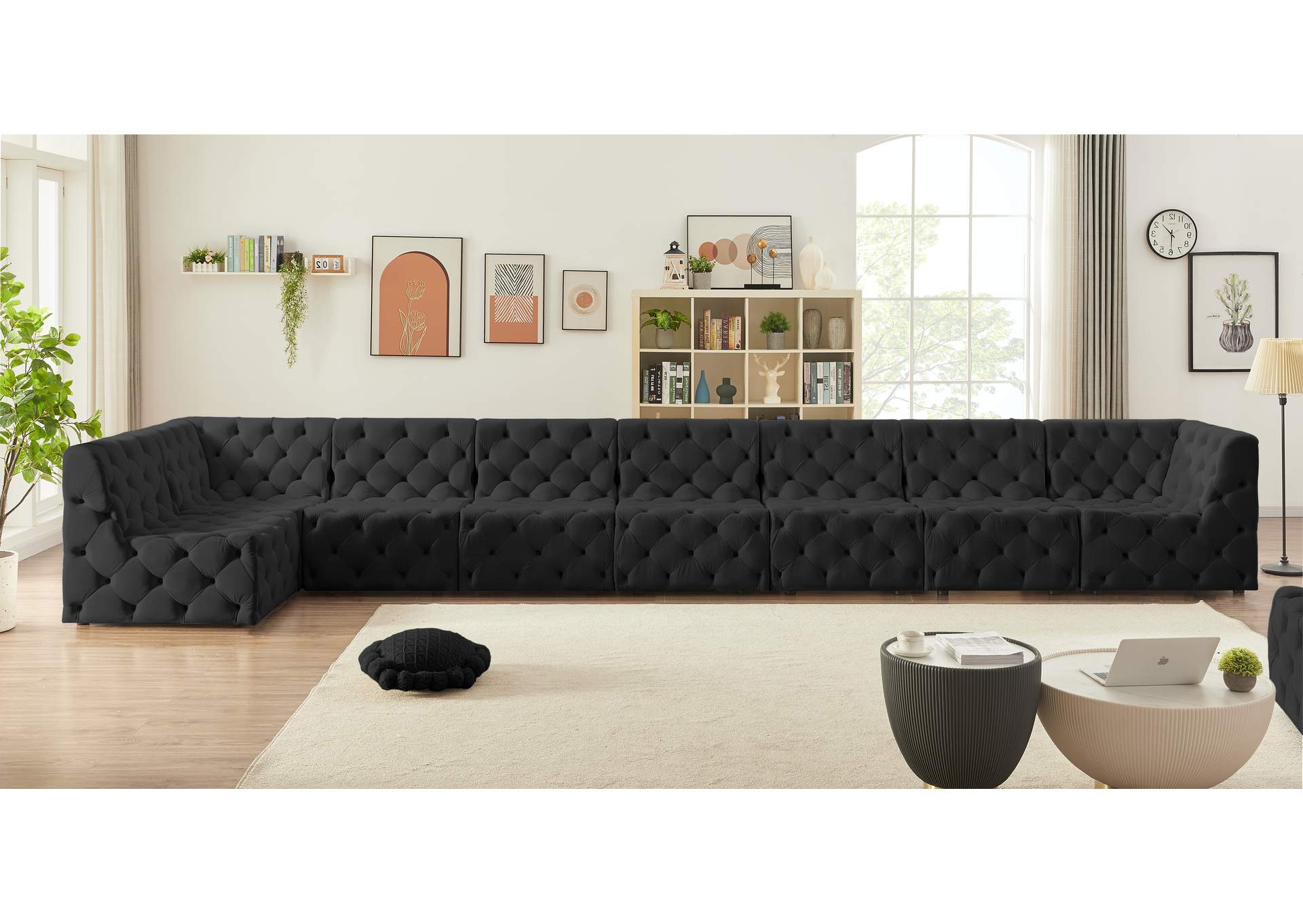 Tuft Black Velvet Modular Sectional,Meridian Furniture