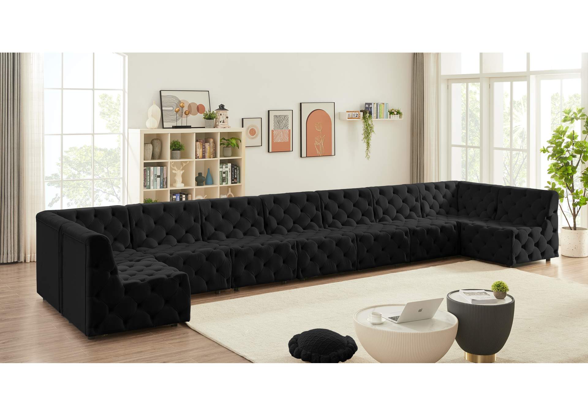 Tuft Black Velvet Modular Sectional,Meridian Furniture