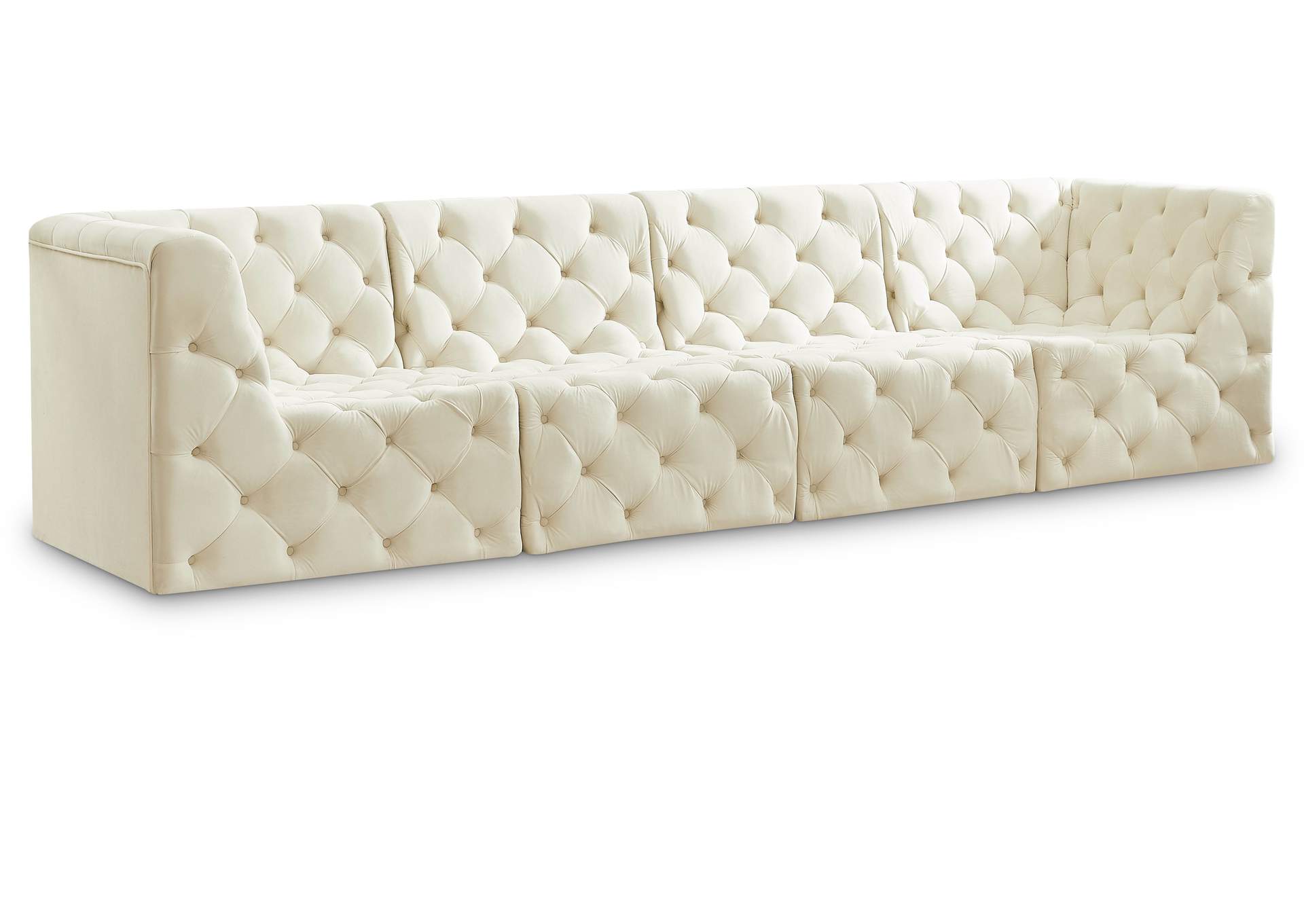 Tuft Cream Velvet Modular Sofa,Meridian Furniture