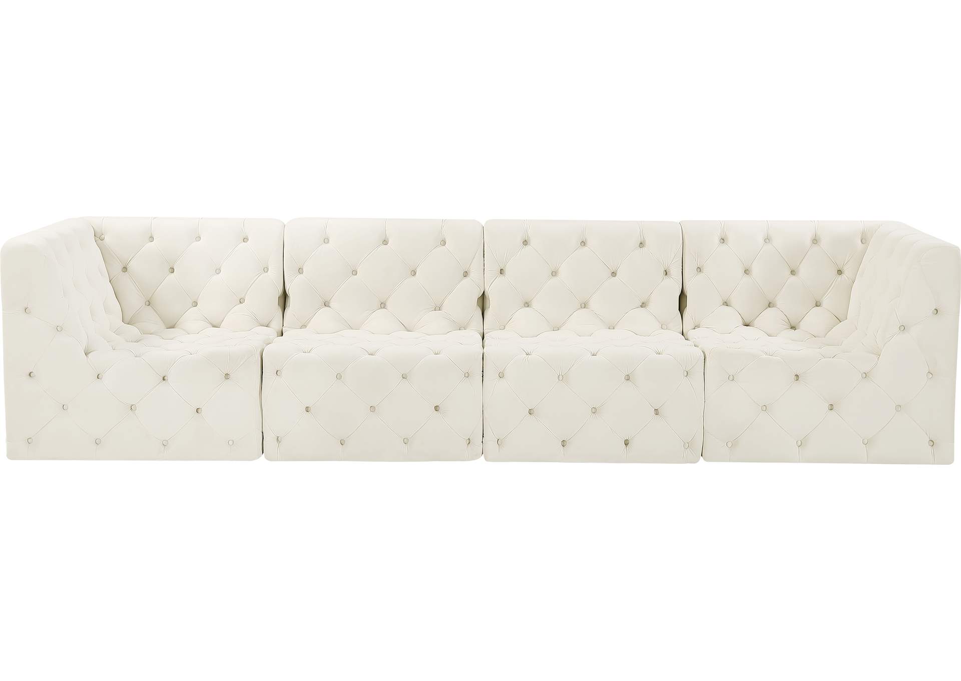 Tuft Cream Velvet Modular Sofa,Meridian Furniture