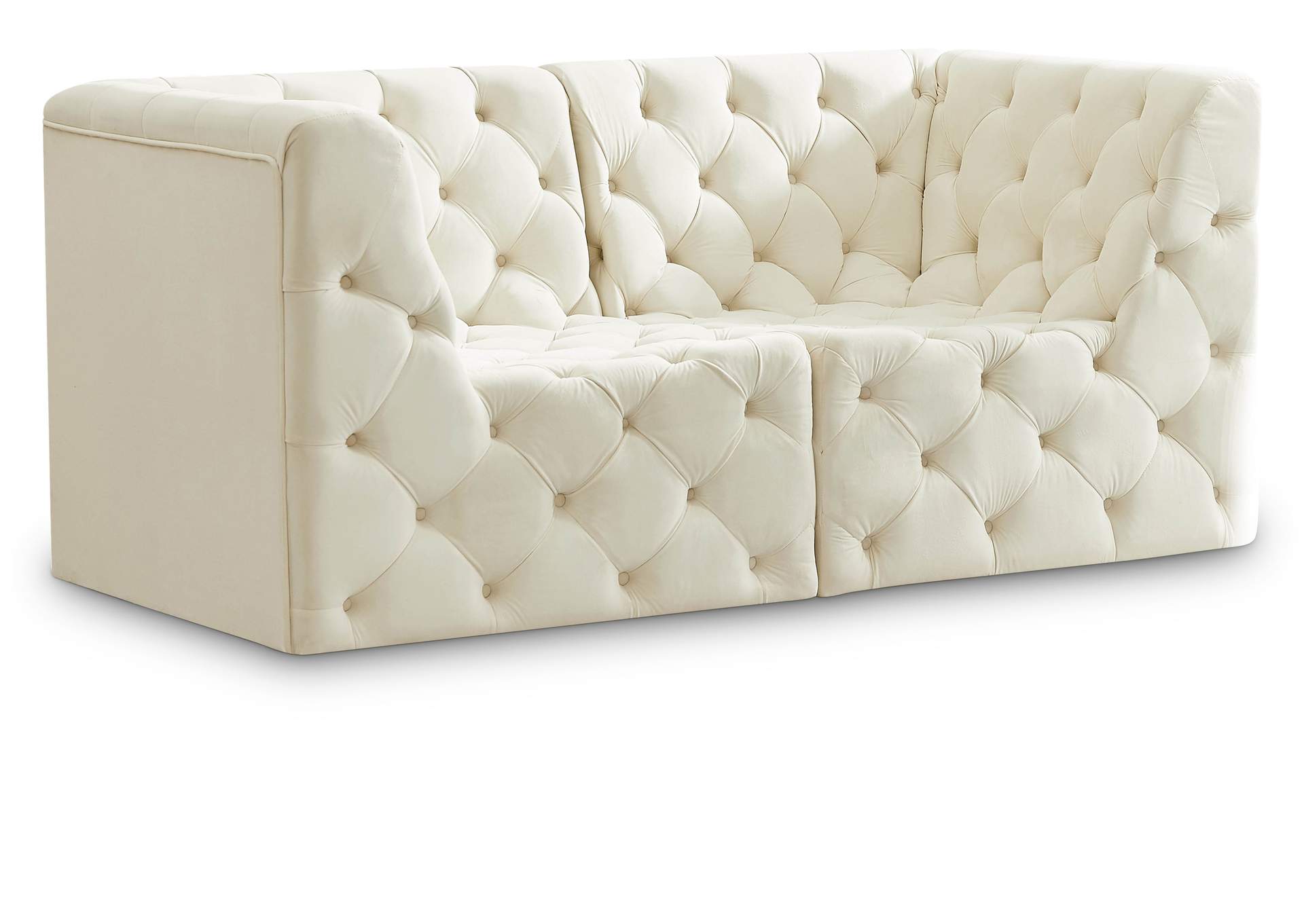 Tuft Cream Velvet Modular Sofa,Meridian Furniture