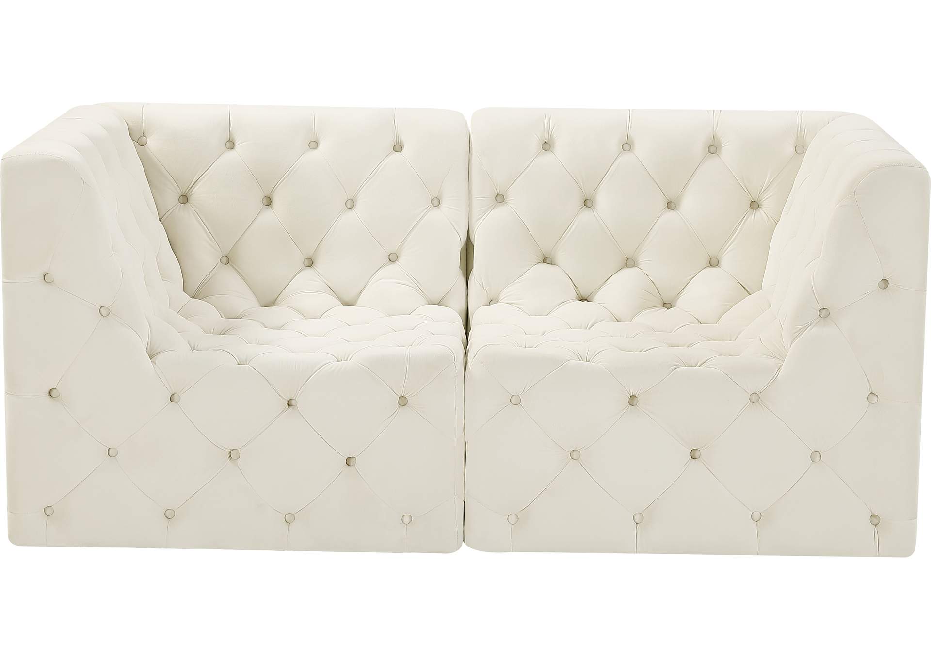 Tuft Cream Velvet Modular Sofa,Meridian Furniture