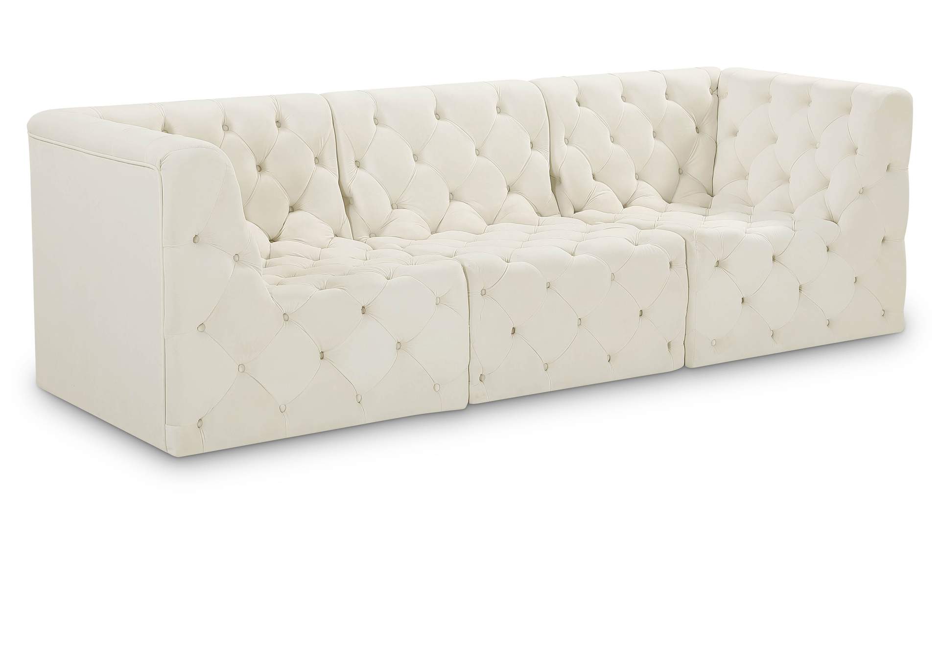 Tuft Cream Velvet Modular Sofa,Meridian Furniture