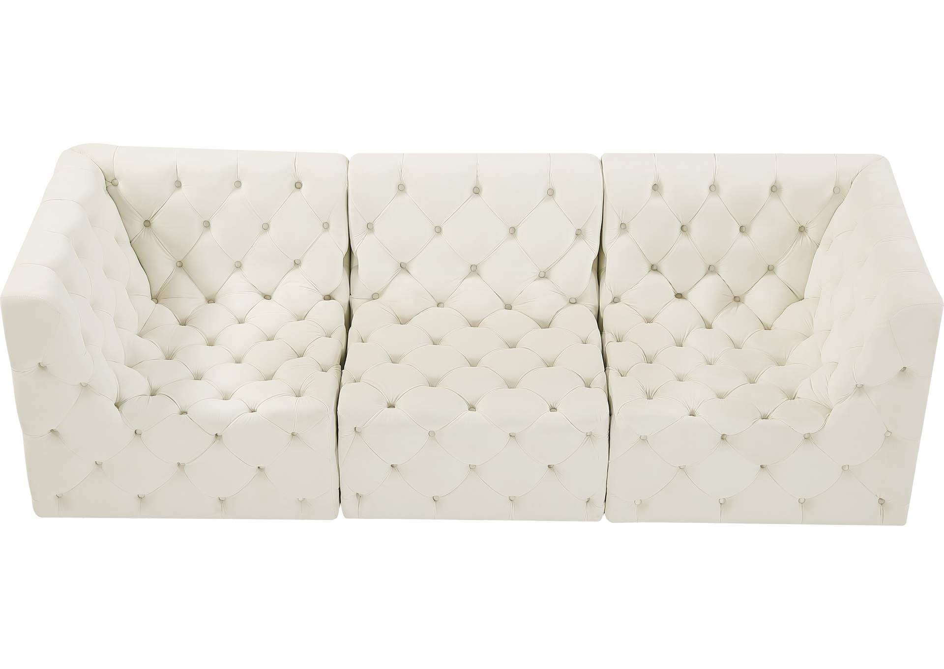 Tuft Cream Velvet Modular Sofa,Meridian Furniture