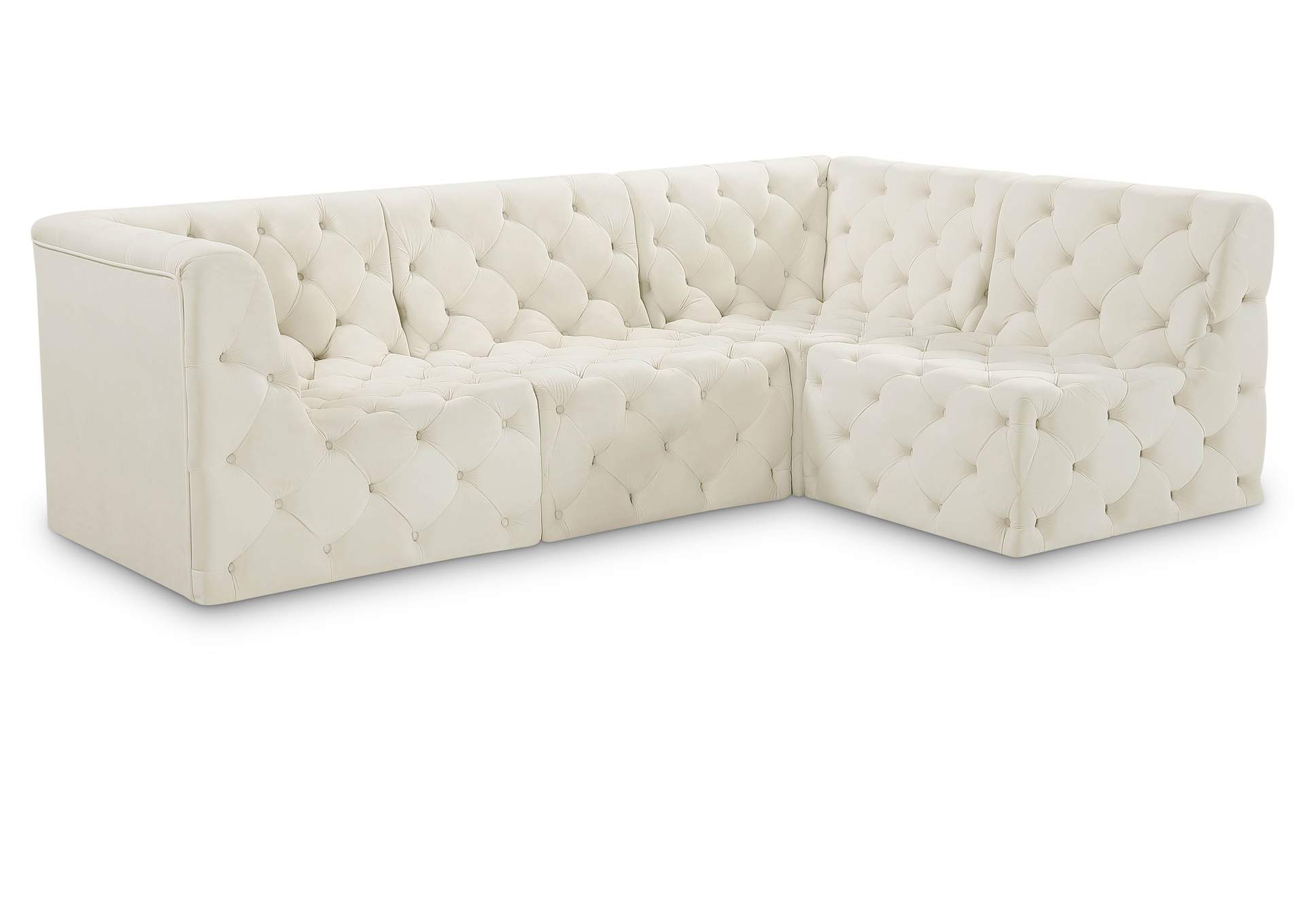 Tuft Cream Velvet Modular Sectional,Meridian Furniture