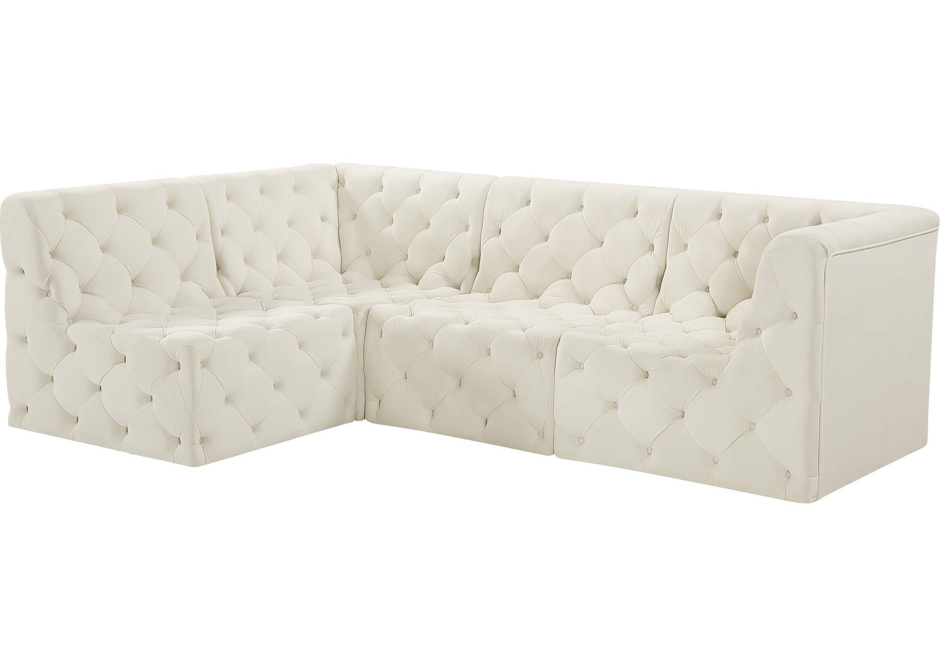 Tuft Cream Velvet Modular Sectional,Meridian Furniture