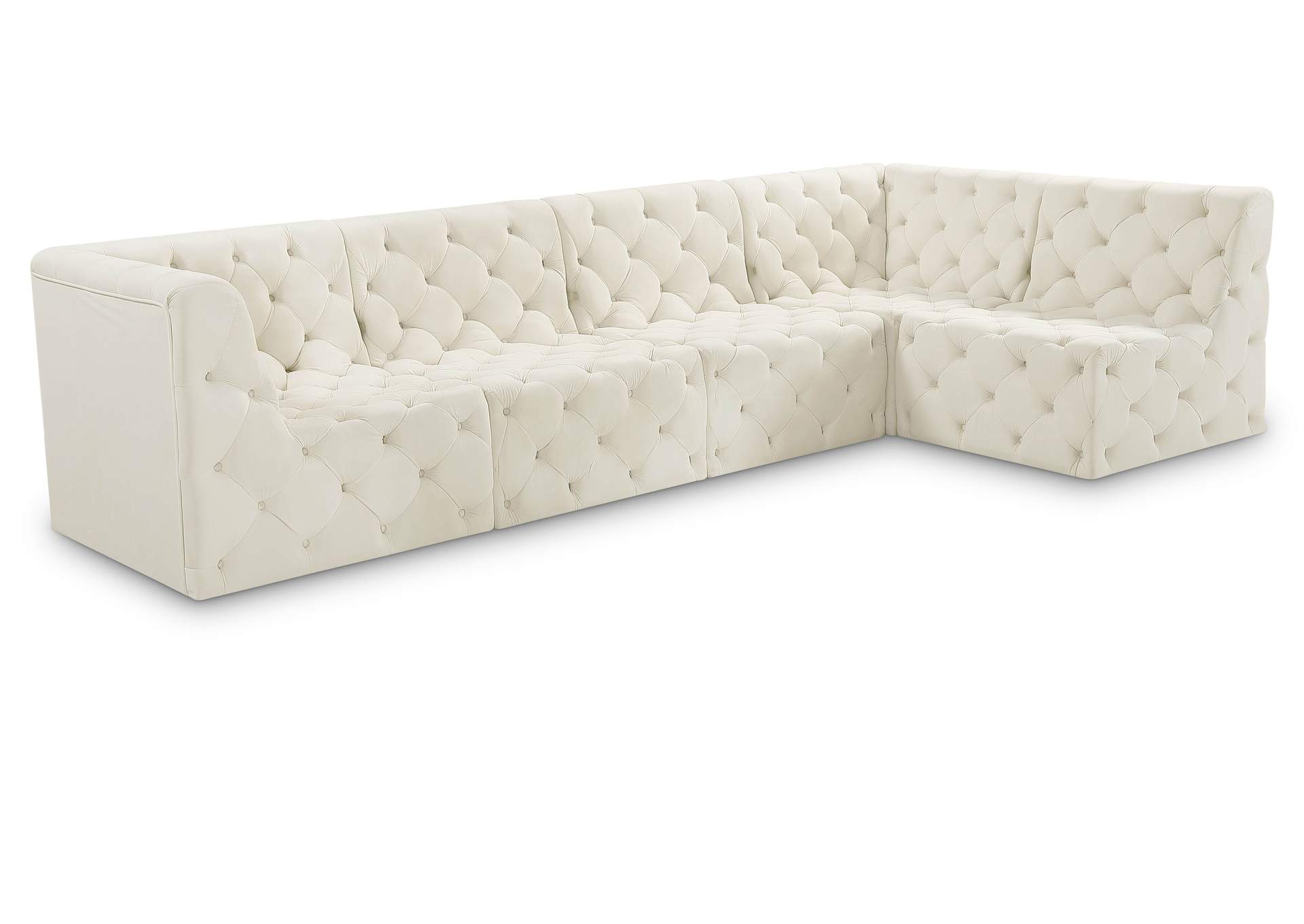 Tuft Cream Velvet Modular Sectional,Meridian Furniture