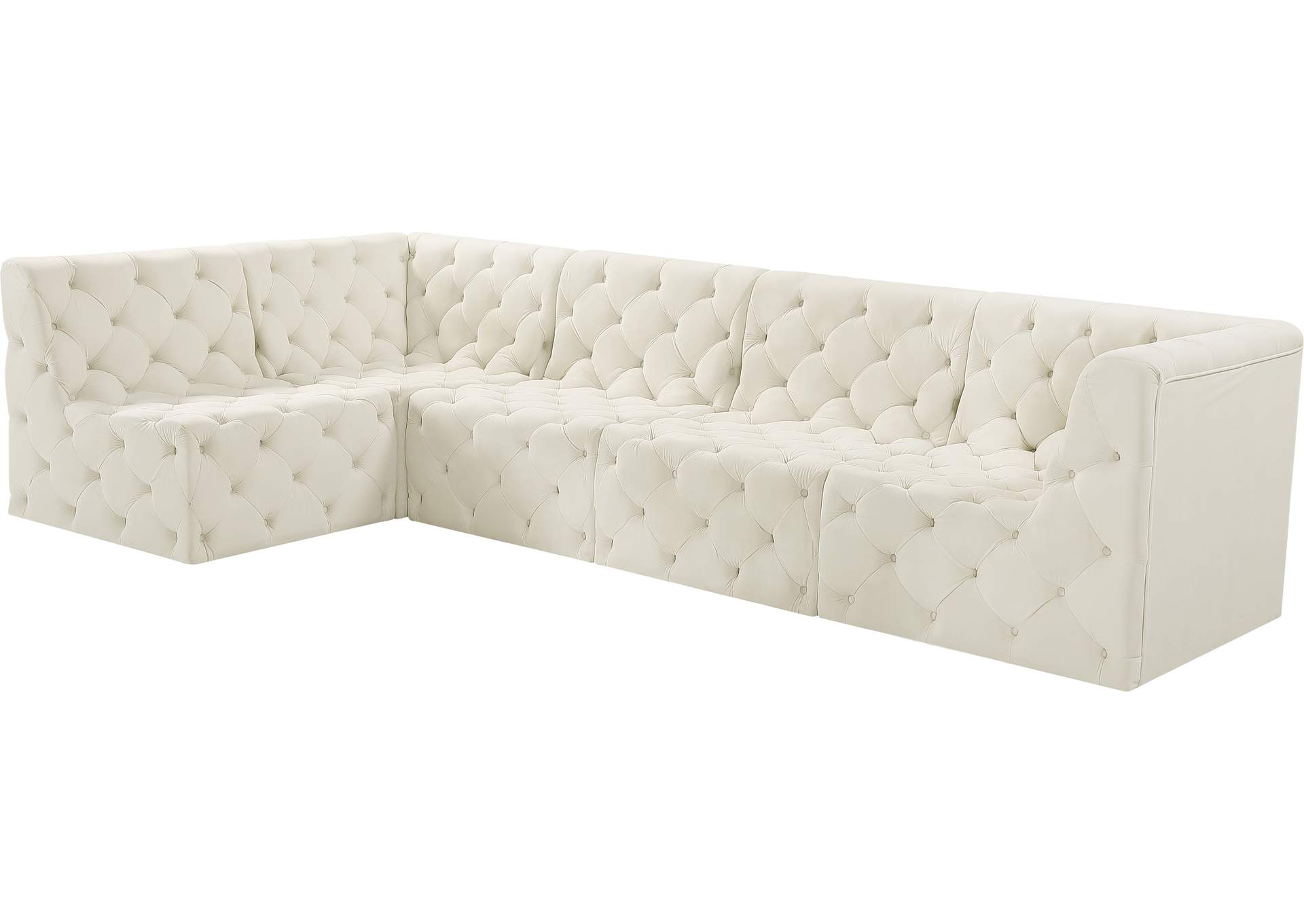 Tuft Cream Velvet Modular Sectional,Meridian Furniture